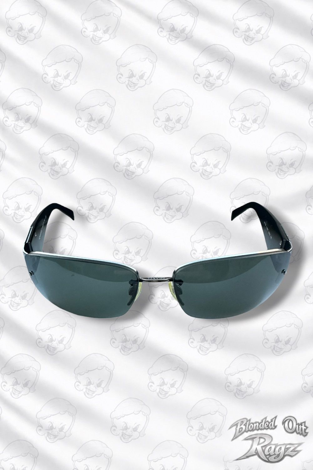 Chanel Chanel Rhinestone 4117 Metal Black Rimless Sunglasses Vintag Size ONE SIZE - 3 Thumbnail