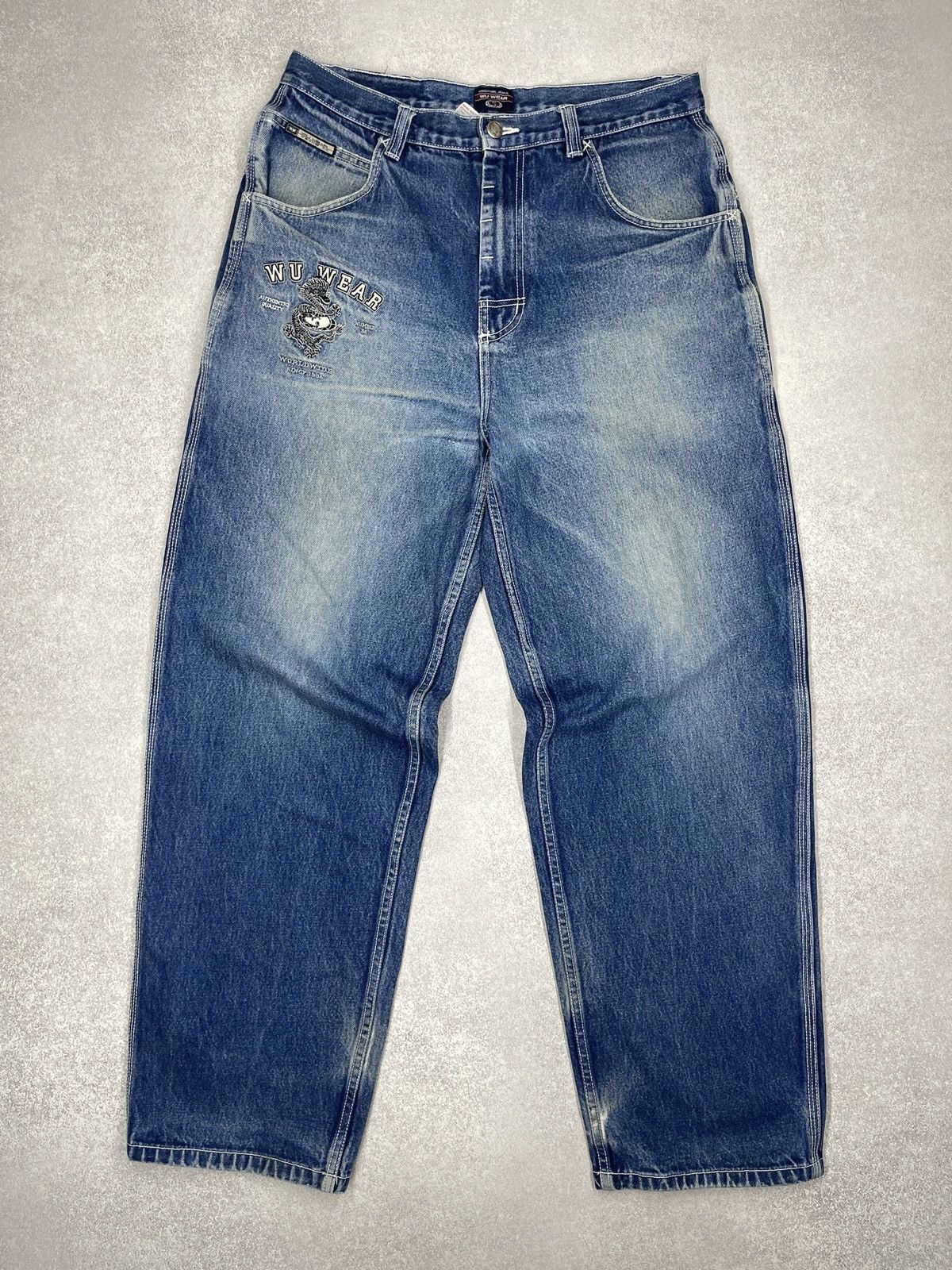 Wu-Tang Clan Vintage Wu Tang Clan Wu Wear Baggy Denim Jeans Blue Big Logo Size US 34 / EU 50 - 9 Thumbnail