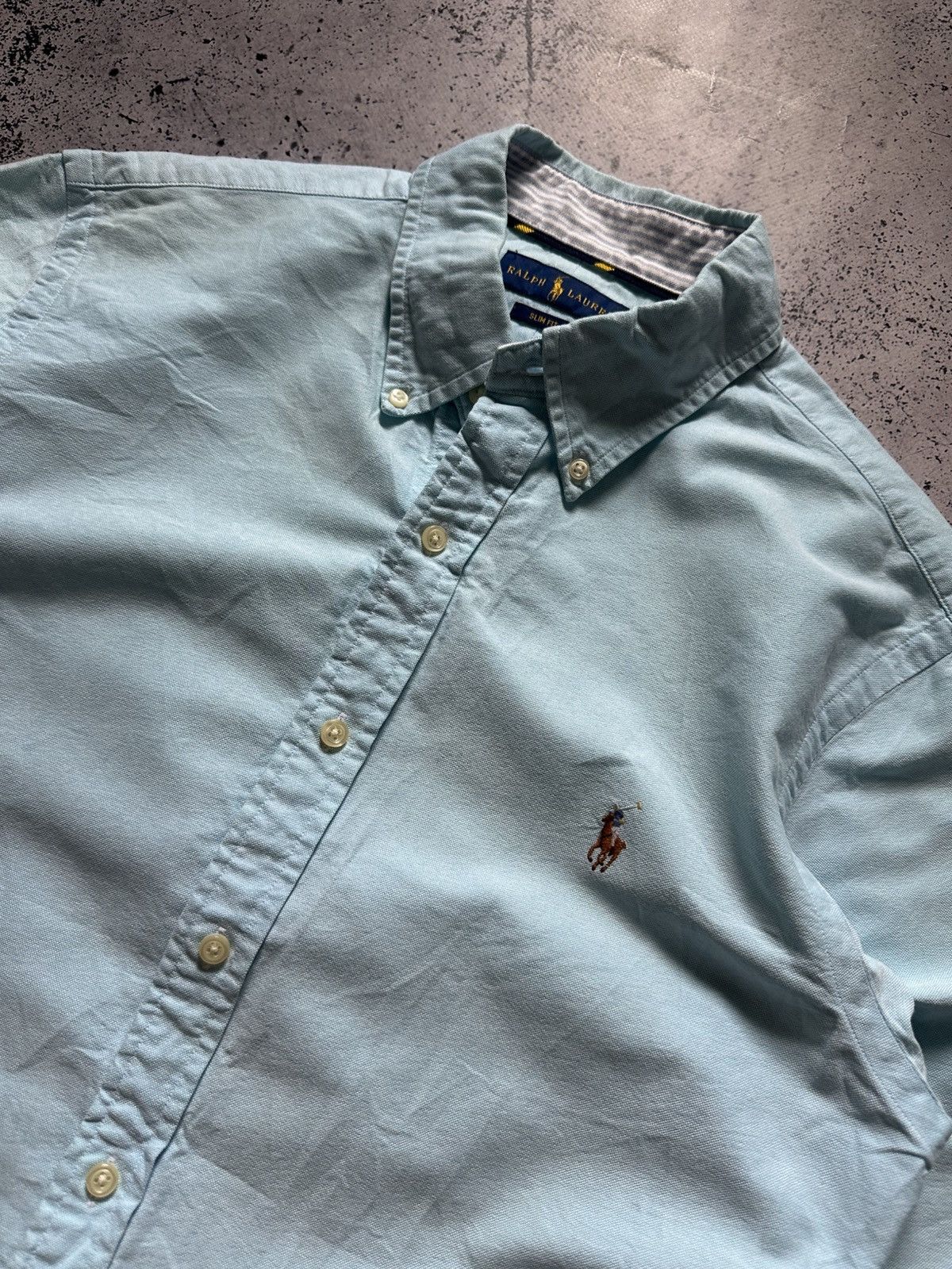 Vintage Vintage Polo Ralph Lauren Blue Long Sleeve Button Up Shirt Size US M / EU 48-50 / 2 - 2 Thumbnail
