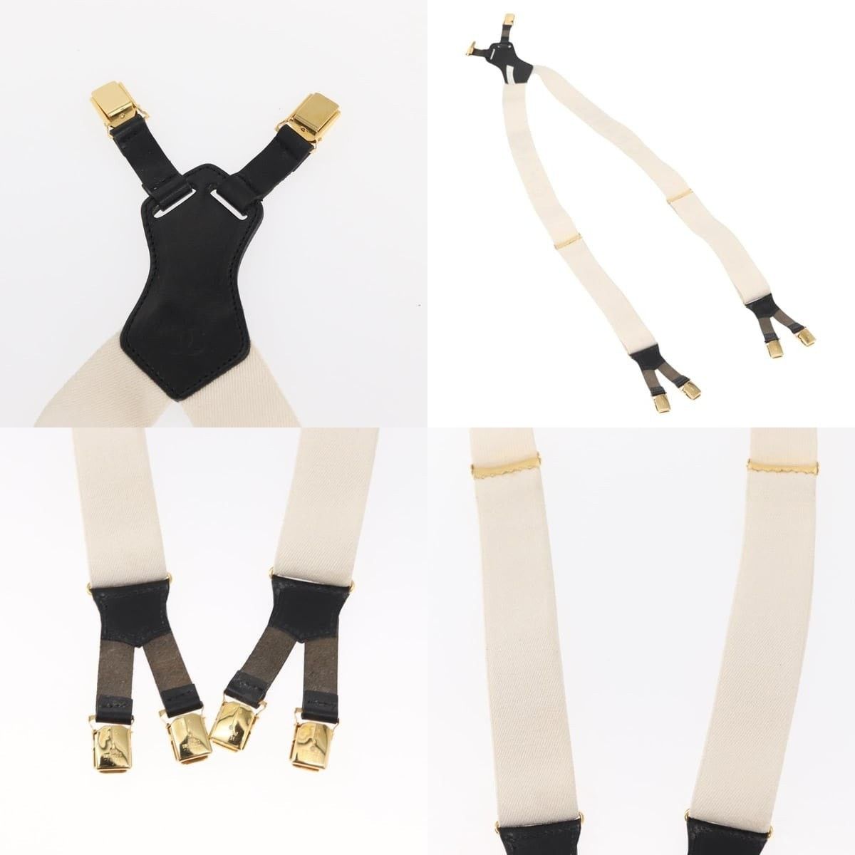 Chanel Chanel Suspenders Canvas Leather White CC Belt Size ONE SIZE - 4 Thumbnail