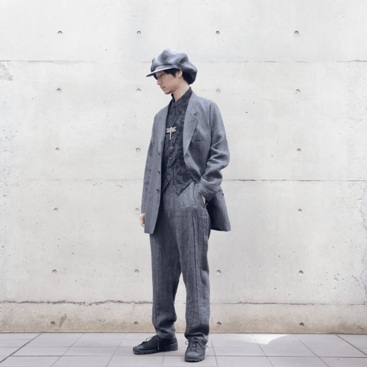 Yohji Yamamoto Yohji Yamamoto Pour Homme 24SS - CHARCOAL BIG CASQUETTE Size ONE SIZE - 11 Thumbnail