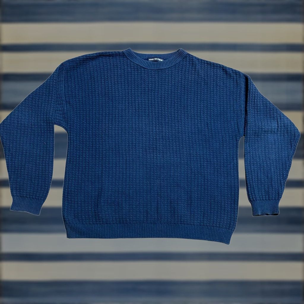 Van Heusen VINTAGE Van Heusen Pullover Blue Knit Sweater L Regular Cotton Crew Neck Men USA 90s Golf Casual Winter Fall Spring嬉 Size US L / EU 52-54 / 3 - 1 Thumbnail