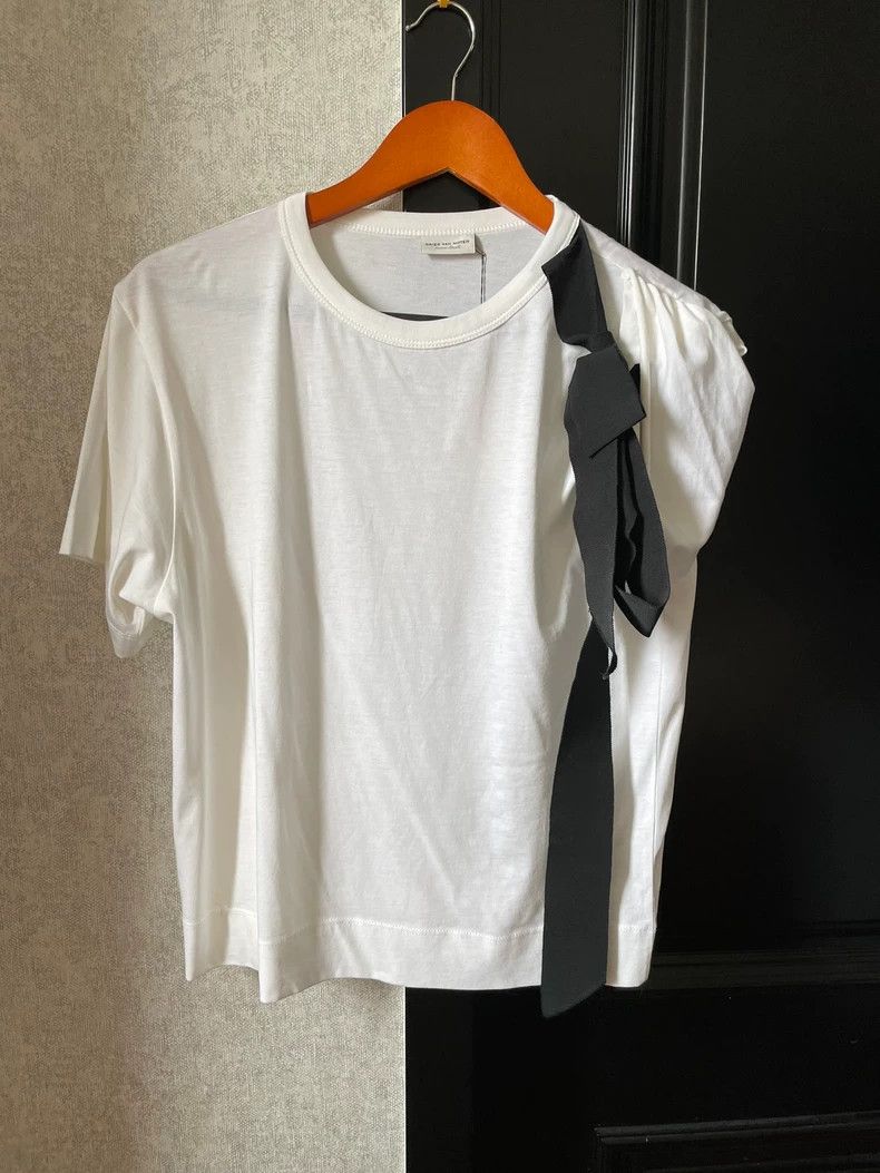 Dries Van Noten dries van noten Black ribbon irregular T-shirt Size US XS / EU 42 / 0 - 2 Thumbnail