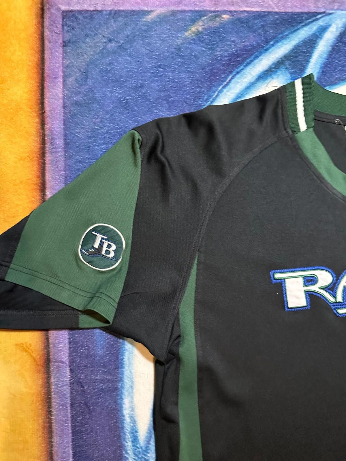 MLB Tampa Bay Rays MLB Men's Sports Jersey Black and Green Size ONE SIZE - 2 Thumbnail
