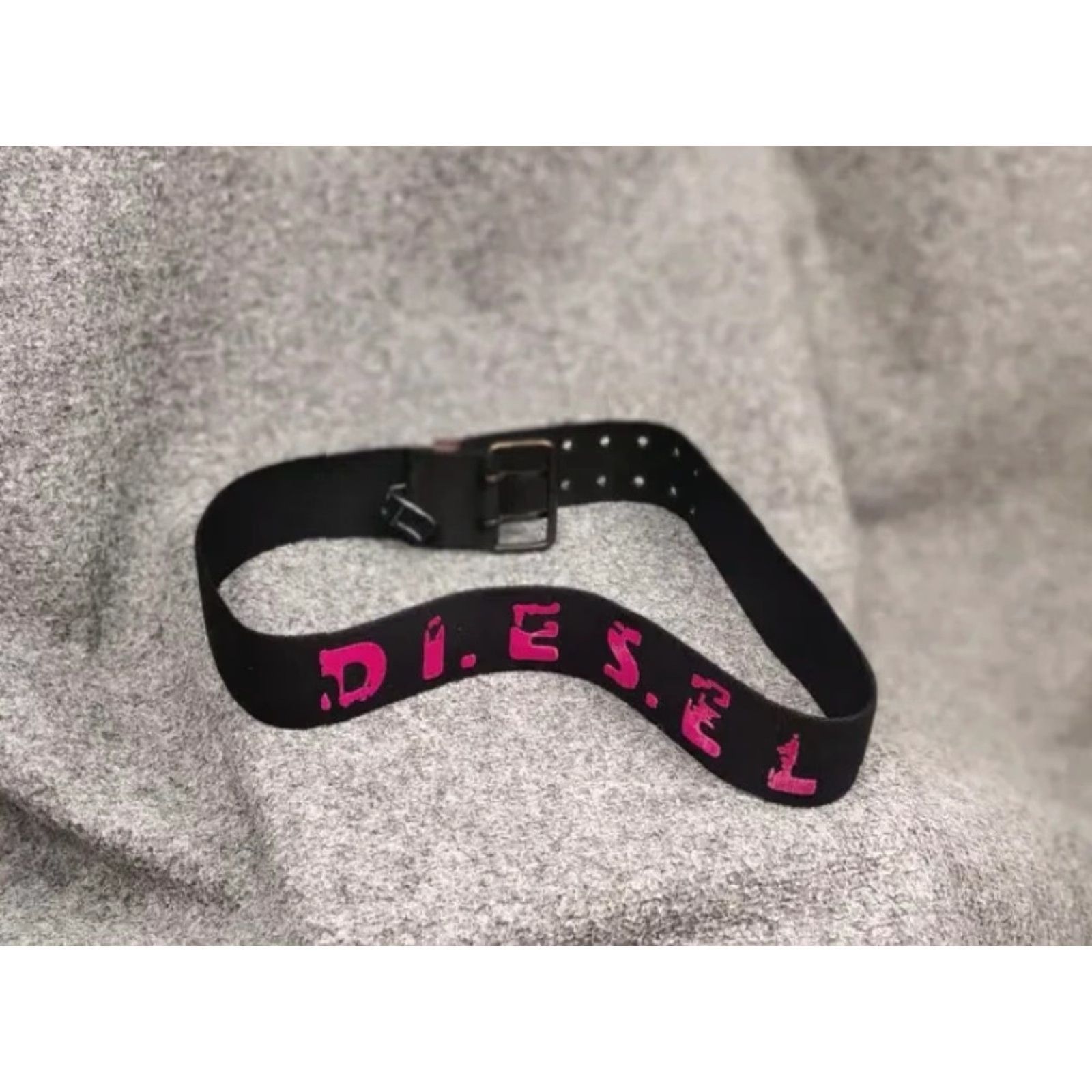 Diesel VINTAGE Diesel Chunky Belt Black Logo Y2k Style Men Belt Elegant 90s Designer Adjustable Buckle Leather Cotton One Size GIft Size ONE SIZE - 2 Thumbnail