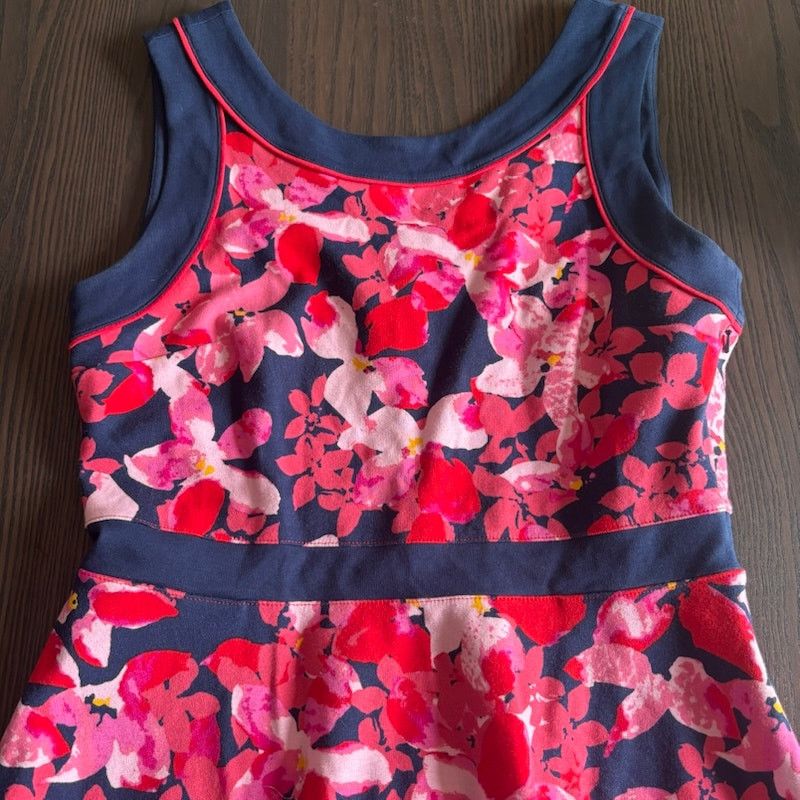 Lands' End Lands End Green Navy Floral Colorblock Dress Sz 8 Preppy Size M / US 6-8 / IT 42-44 - 10 Thumbnail