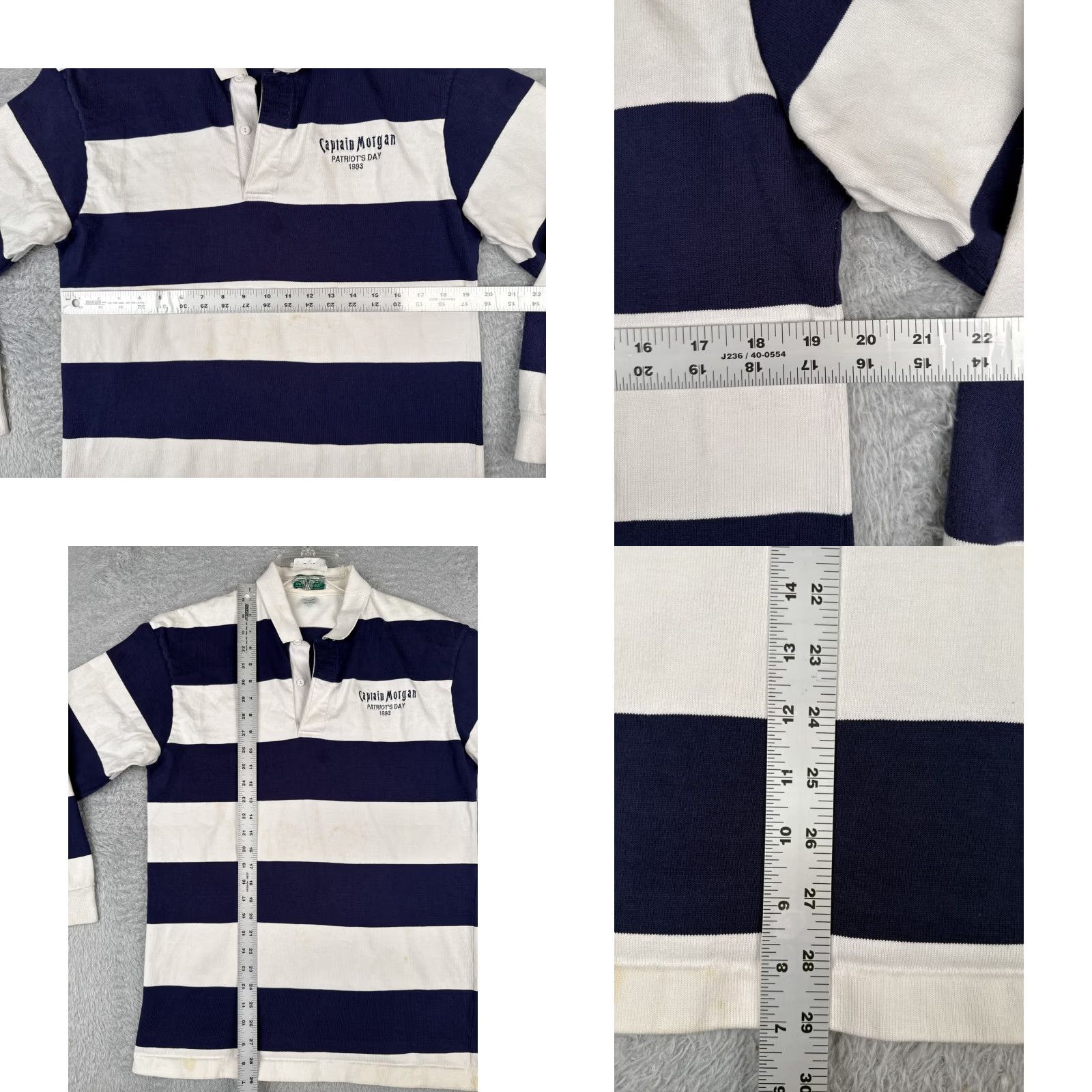 VINTAGE Outer Banks Polo Shirt Mens Large Blue White Rugby Captain Morgan 1993 Polo Mens Large Blue White Rugby 1993