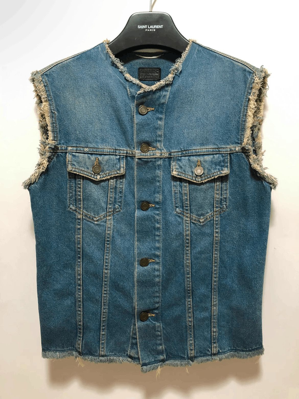Saint Laurent Paris by Hedi 15SS Sleeveless Denim Jacket-25
