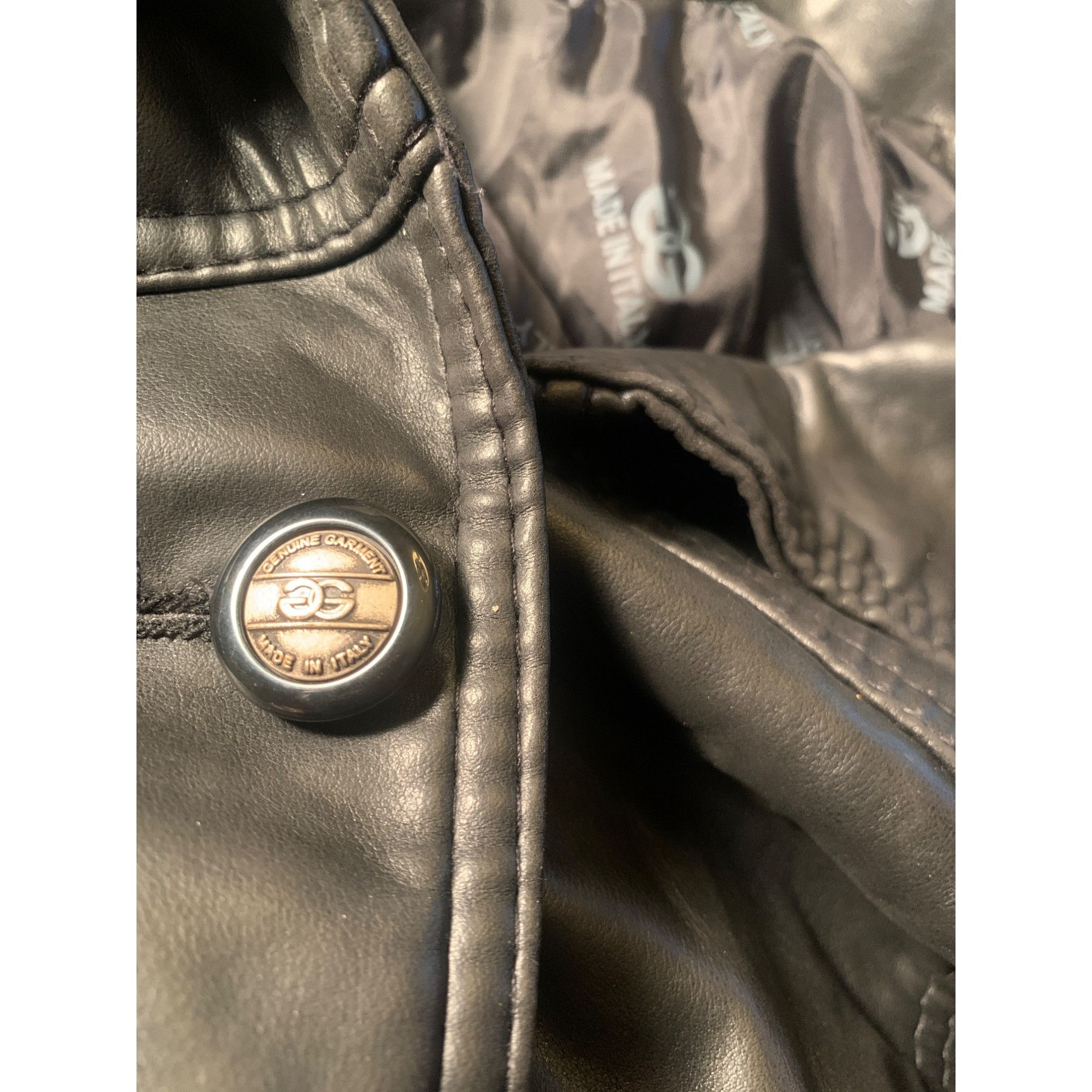 Vintage GG Genuine Garment Women's Blacks Button Leather Coat Size L / US 10 / IT 46 - 6 Thumbnail