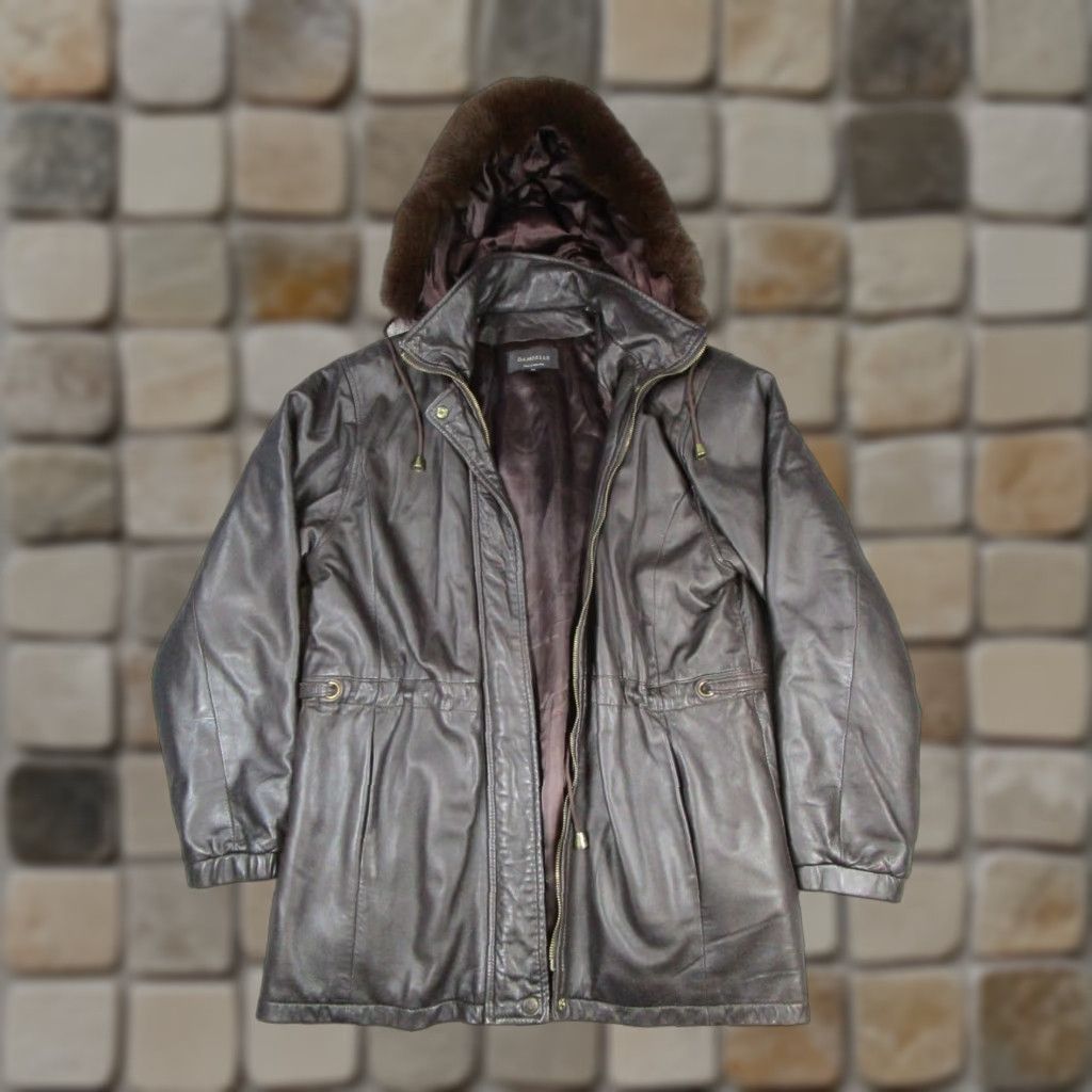 Vintage Damselle Jacket Women M Black Leather Faux Fur Thermolite Insulated Long Sleeve Zip Womens Size M / US 6-8 / IT 42-44 - 1 Thumbnail