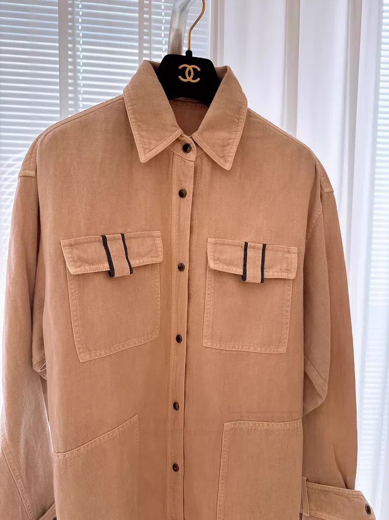 Brunello Cucinelli Brunello Cucinelli Pearl Decorated Shirt Style Cotton Line Size XXS / US 00 / IT 34 - 2 Thumbnail
