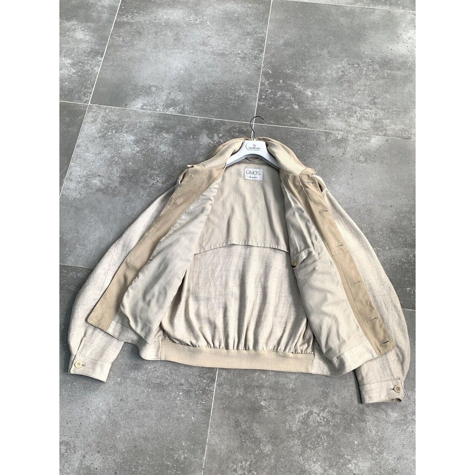 Gimo's × Vintage Men's GIMO'S SUEDE LINEN Bomber Jacket Coat EU 56 UK 46 XL Size US XXL / EU 58 / 5 - 15 Thumbnail