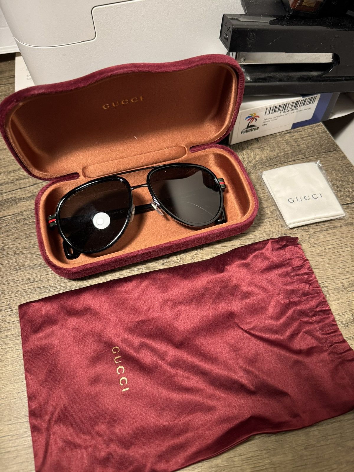Gucci Gucci Black Acetate Square Sunglasses w Signature Web Detail Size ONE SIZE - 2 Thumbnail