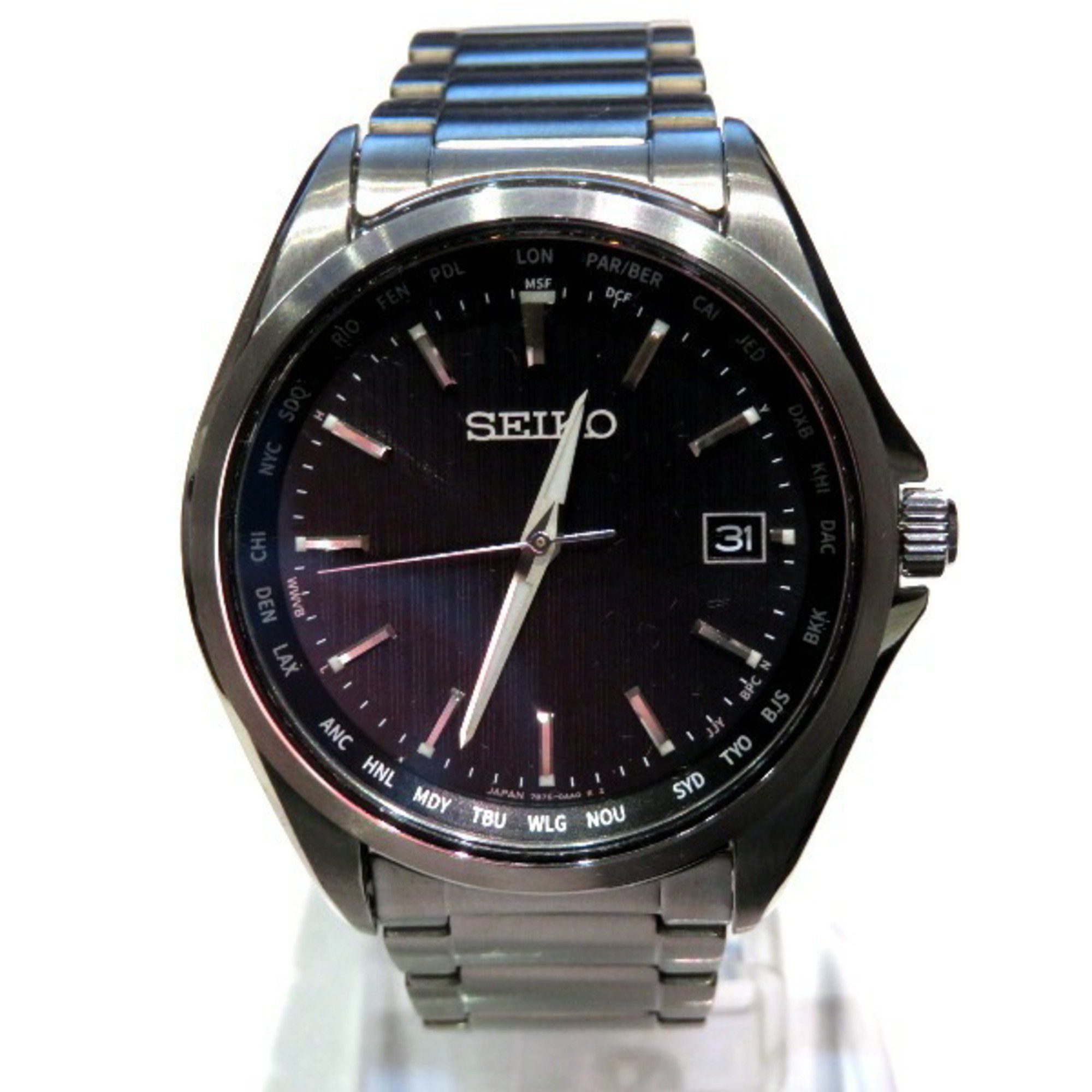 image of Seiko Date 7B75-0Aa0 Solar Watch Men's in Silver