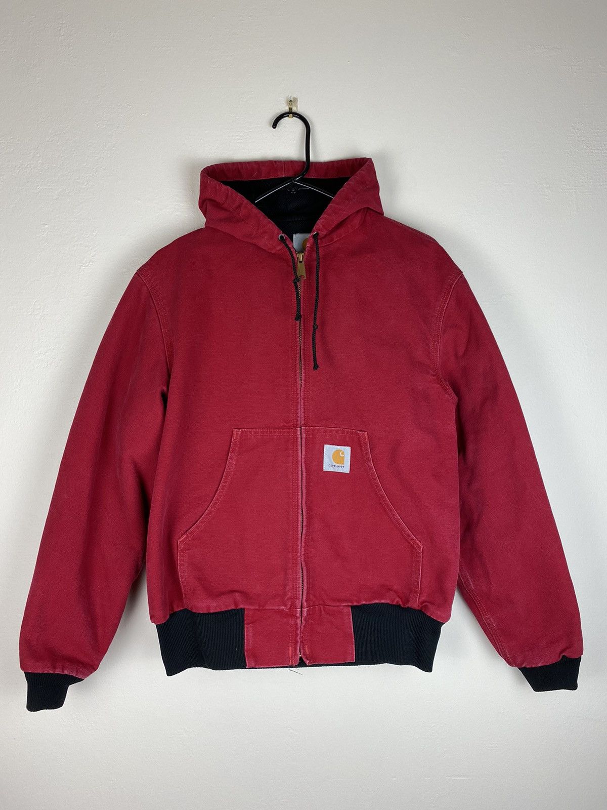 Pre-owned Carhartt X Vintage Red Carhartt Zip Hooded Jacket Active 90's