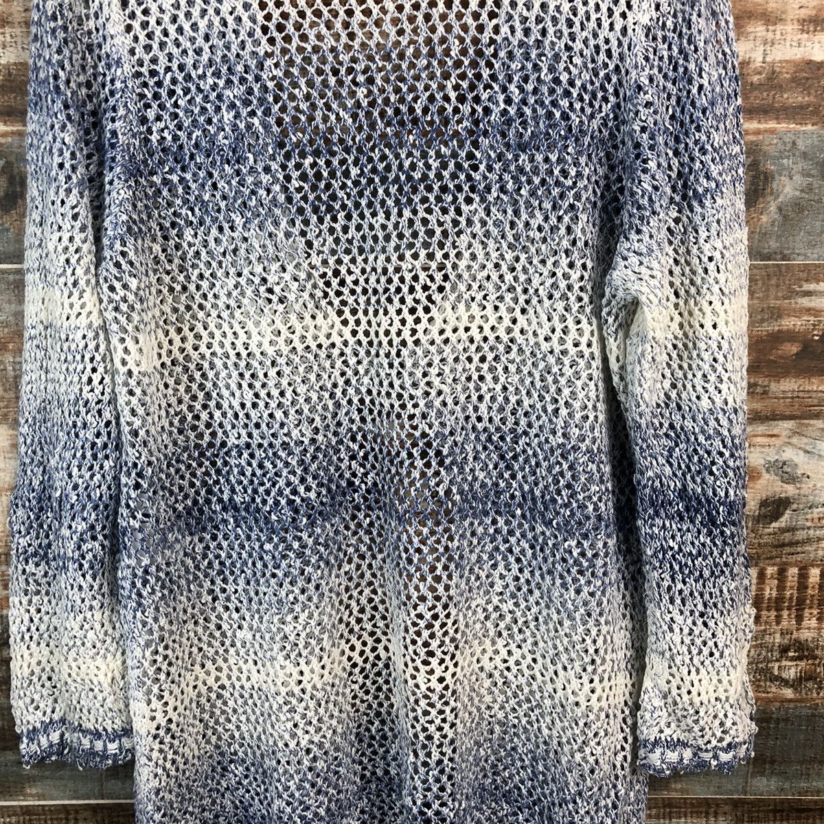Japanese Brand Cinzia Caldi crochet meshnet Stripe Cardigan Knitwear #A2209 Size US XL / EU 56 / 4 - 18 Thumbnail