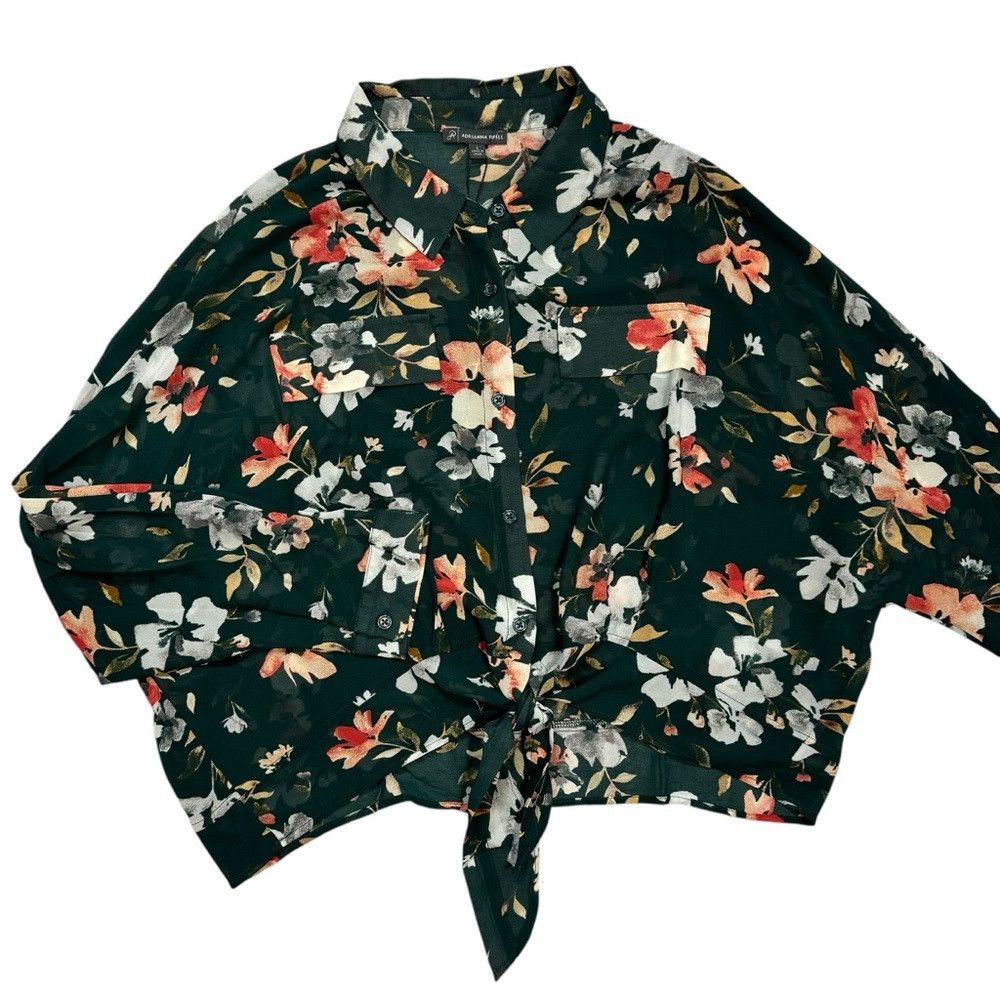 Adrianna Papell NWT New $89 Adrianna Papell Floral Long Sleeve Front Tie Gr Size L / US 10 / IT 46 - 6 Thumbnail