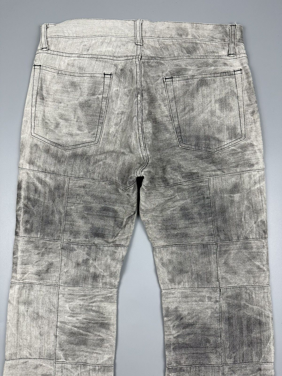 If Six Was Nine × Le Grande Bleu (L.G.B.) 🔥Sick🔥Vintage Rupert Smoke Checkered Patchwork Flared Design Size US 31 - 6 Thumbnail