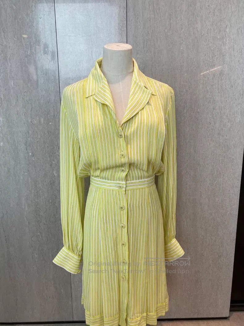 Chanel Chanel Lemon yellow striped dress Size XXS / US 00 / IT 34 - 2 Thumbnail