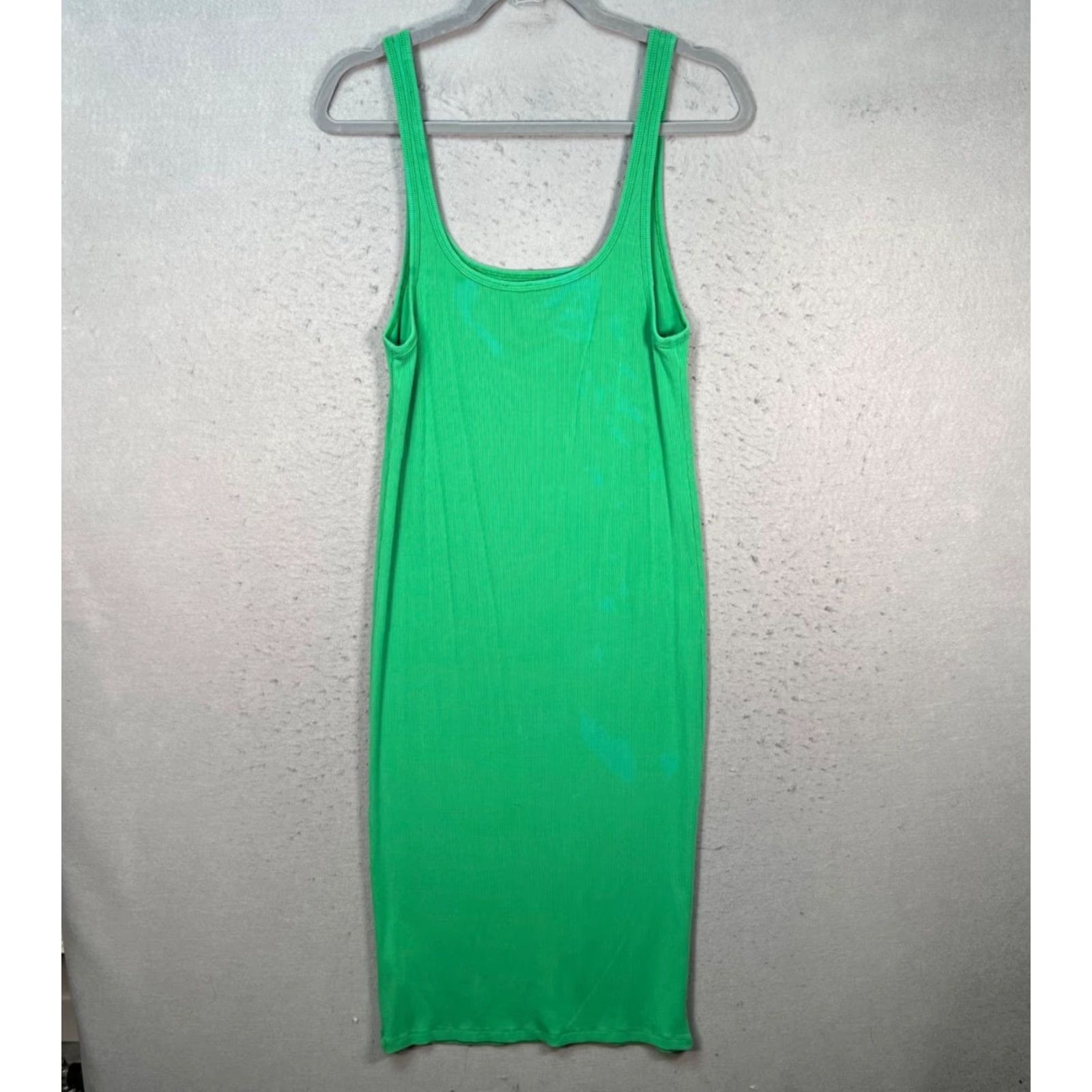 Vintage Wilfred Free Womens Tank Dress L Green Midi Sleeveless Tencel Blend Modal Ribbed Casual Spring Summer Dress Size L / US 10 / IT 46 - 2 Thumbnail