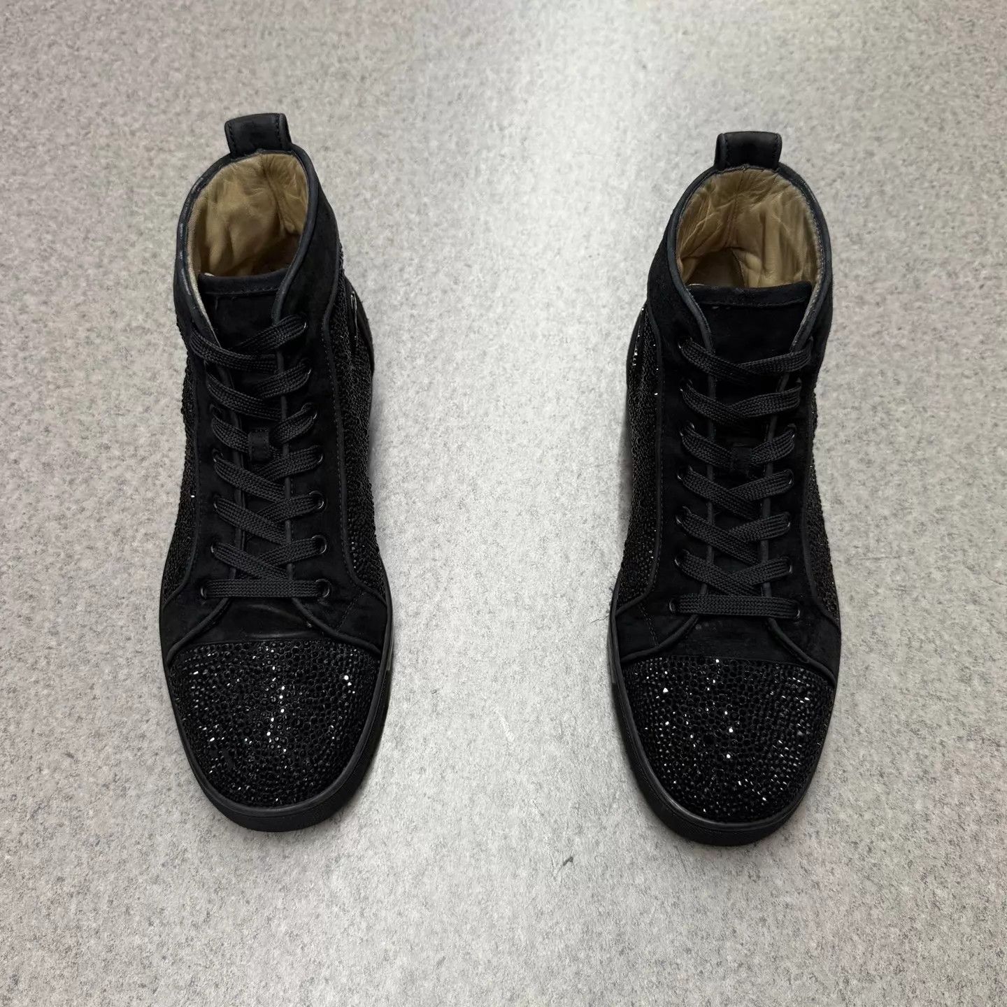 Christian Louboutin CL Black Pave Crystal Hi-Top Red Sole Sneaker EU41 Size US 8 / EU 41 - 8 Thumbnail