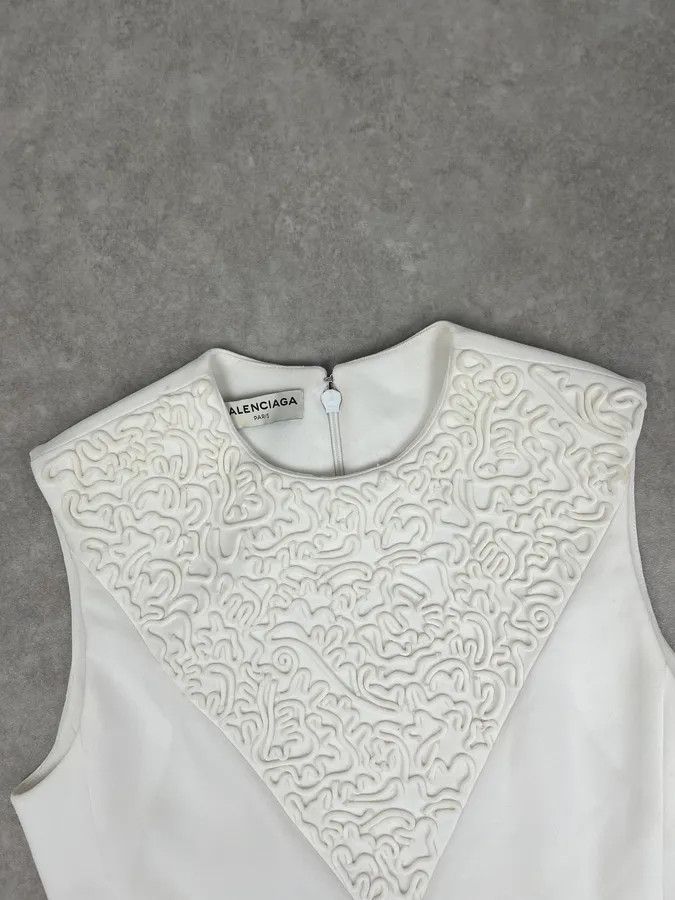 Balenciaga Balenciaga White Embossed Tank Top Size S / US 4 / IT 40 - 4 Thumbnail