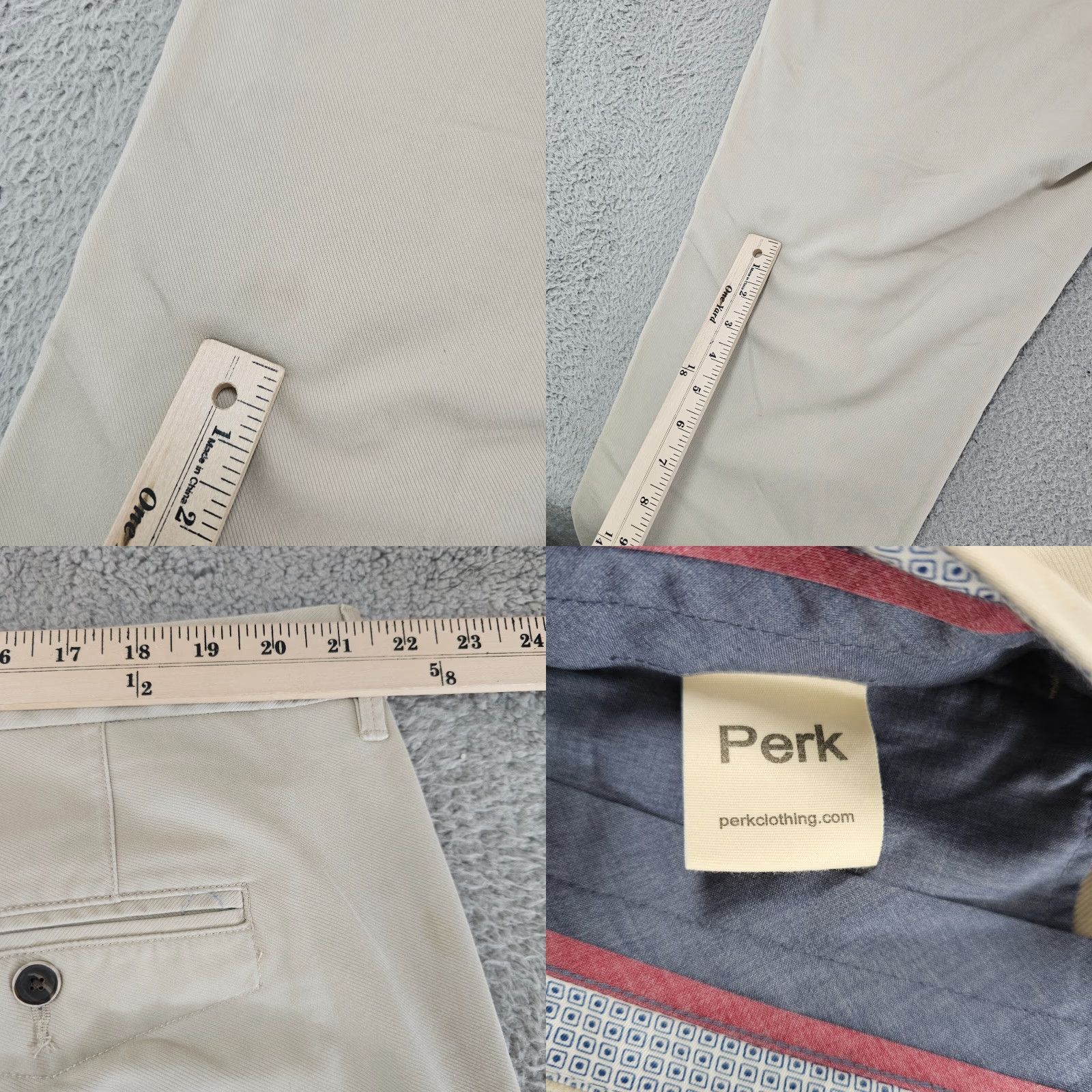 Vintage Perk Pants Mens Size 42x30 Beige Slim Fit Stretch Cotton Chino Casual Flat Front Size US 42 / EU 58 - 8 Thumbnail