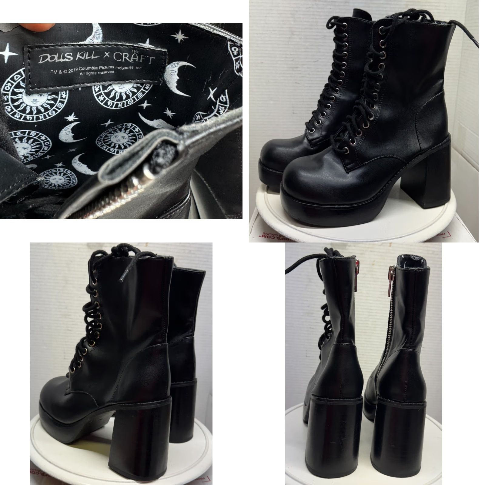 Dolls Kill Dolls Kill The Craft Boots Goth Mood Black Platform 3.75 Heels Lace Zip Women 7M Size US 7 / IT 37 - 8 Thumbnail
