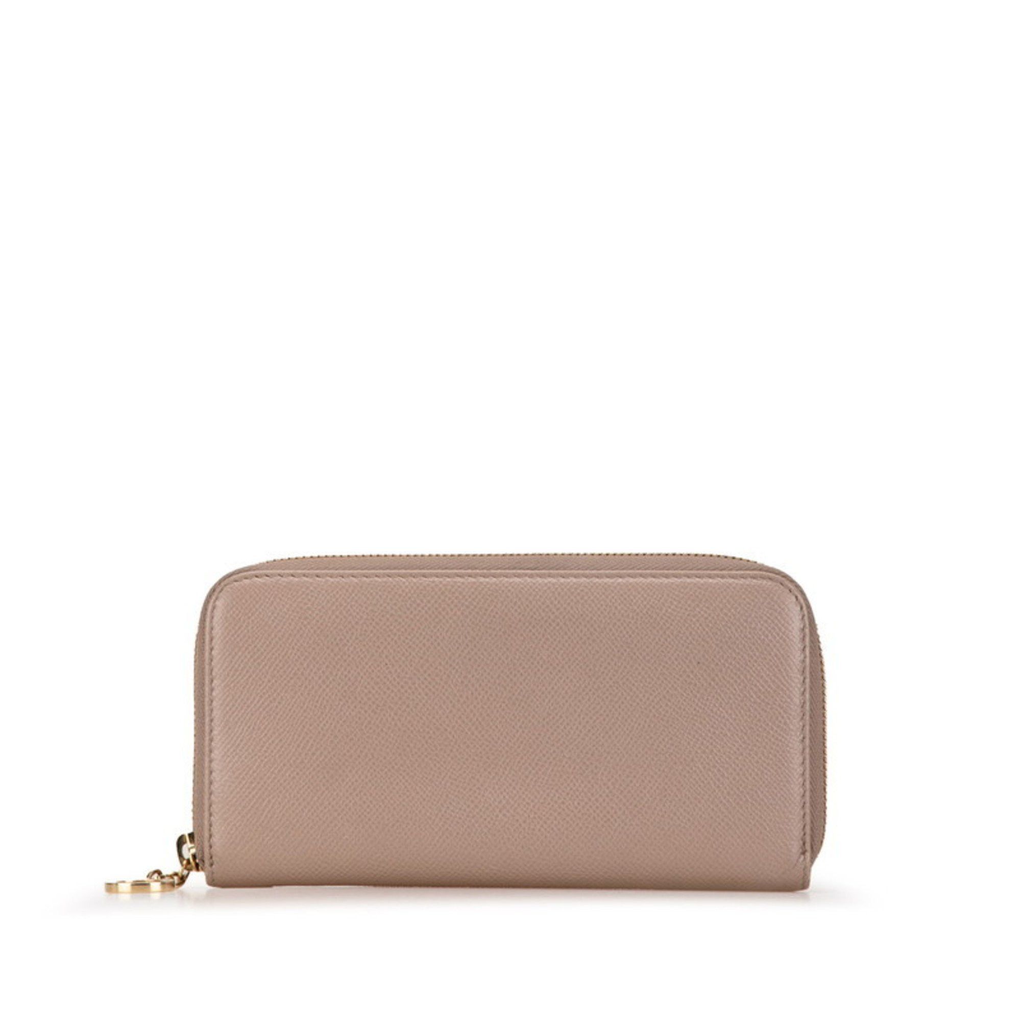 Bvlgari BVLGARI Round Long Wallet Beige Leather Women's Size ONE SIZE - 1 Thumbnail