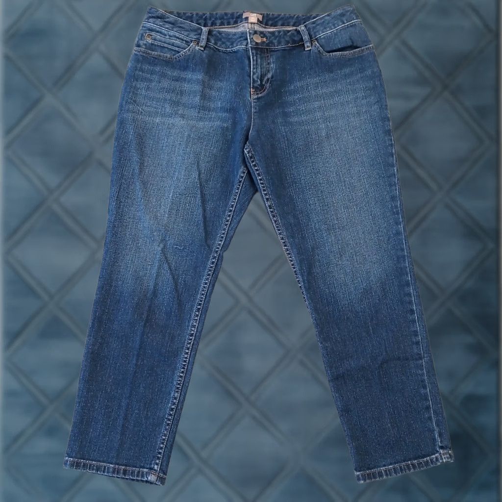 J. Jill J. Jill Ankle Jeans Womens Size 12P Blue Medium Wash Stretch 31x23 Mid Rise - Vintage Size 34" / US 12 / IT 48 - 1 Thumbnail