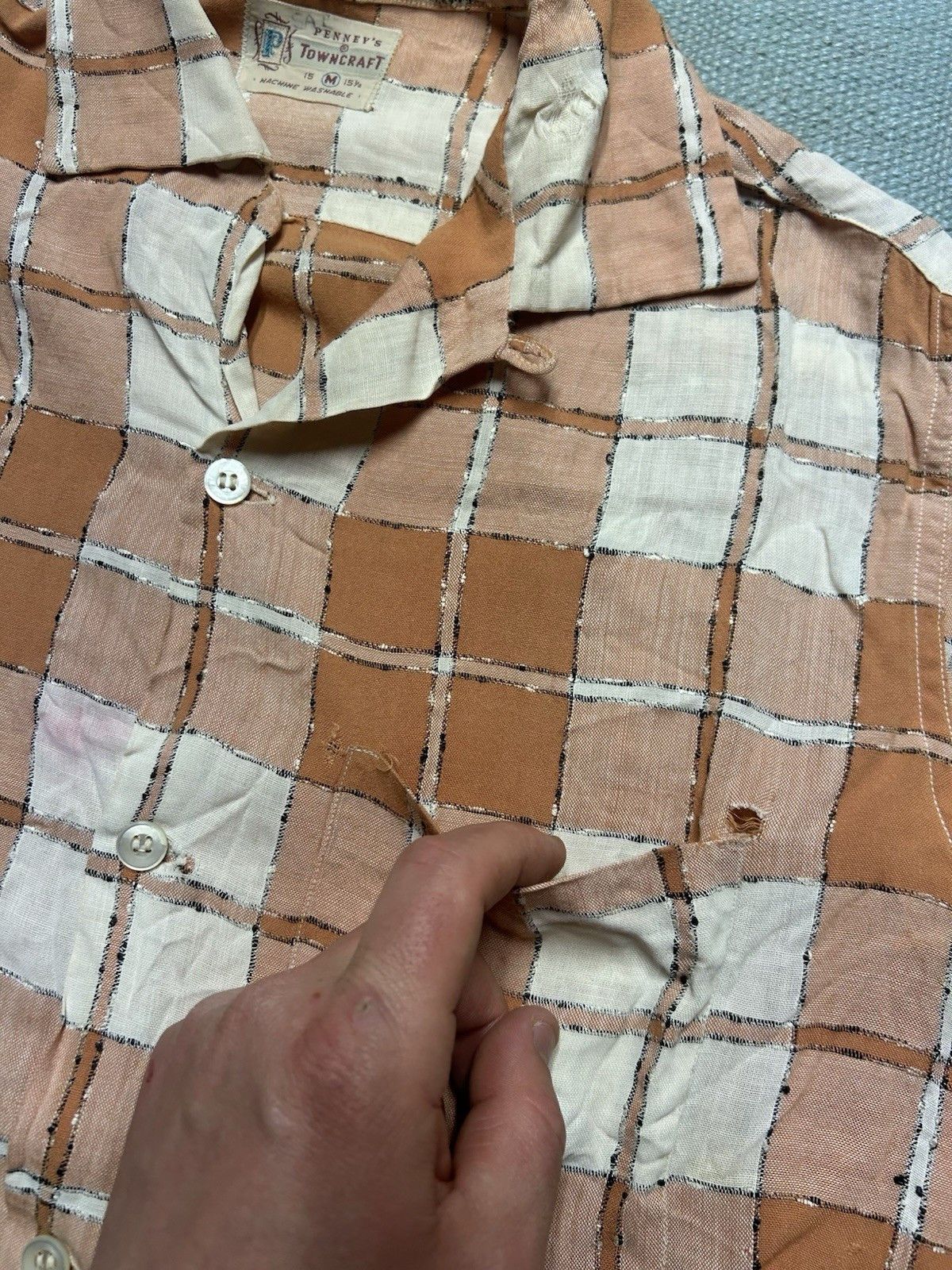 Vintage Vtg 50s Penney’s towncraft button shirt loop collar rayon M Size US M / EU 48-50 / 2 - 8 Thumbnail