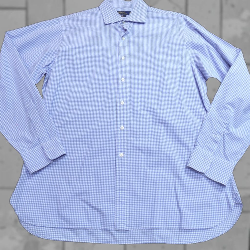 Polo Ralph Lauren Polo Ralph Lauren Shirt XL Blue Gingham Cotton Spread Collar Button-Up Shirt Mens Regular Size XL Size US XL / EU 56 / 4 - 1 Thumbnail