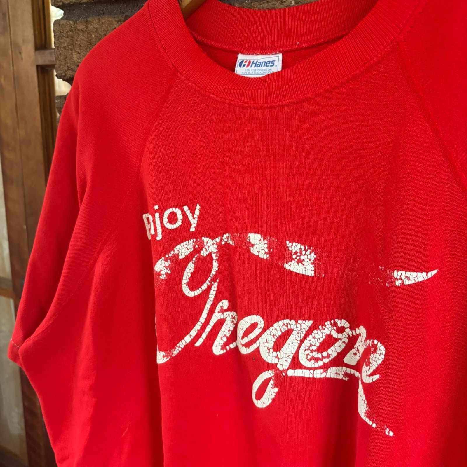 Hanes × Vintage 1980s enjoy oregon coca cola parody short sleeve sweatshirt Size US XL / EU 56 / 4 - 5 Thumbnail