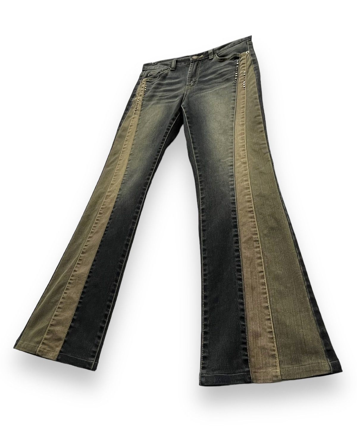 Japanese Brand 🔥FLARE MATSUNO Stretch Spliced Denim Woman’s Pants Size 29" - 3 Thumbnail