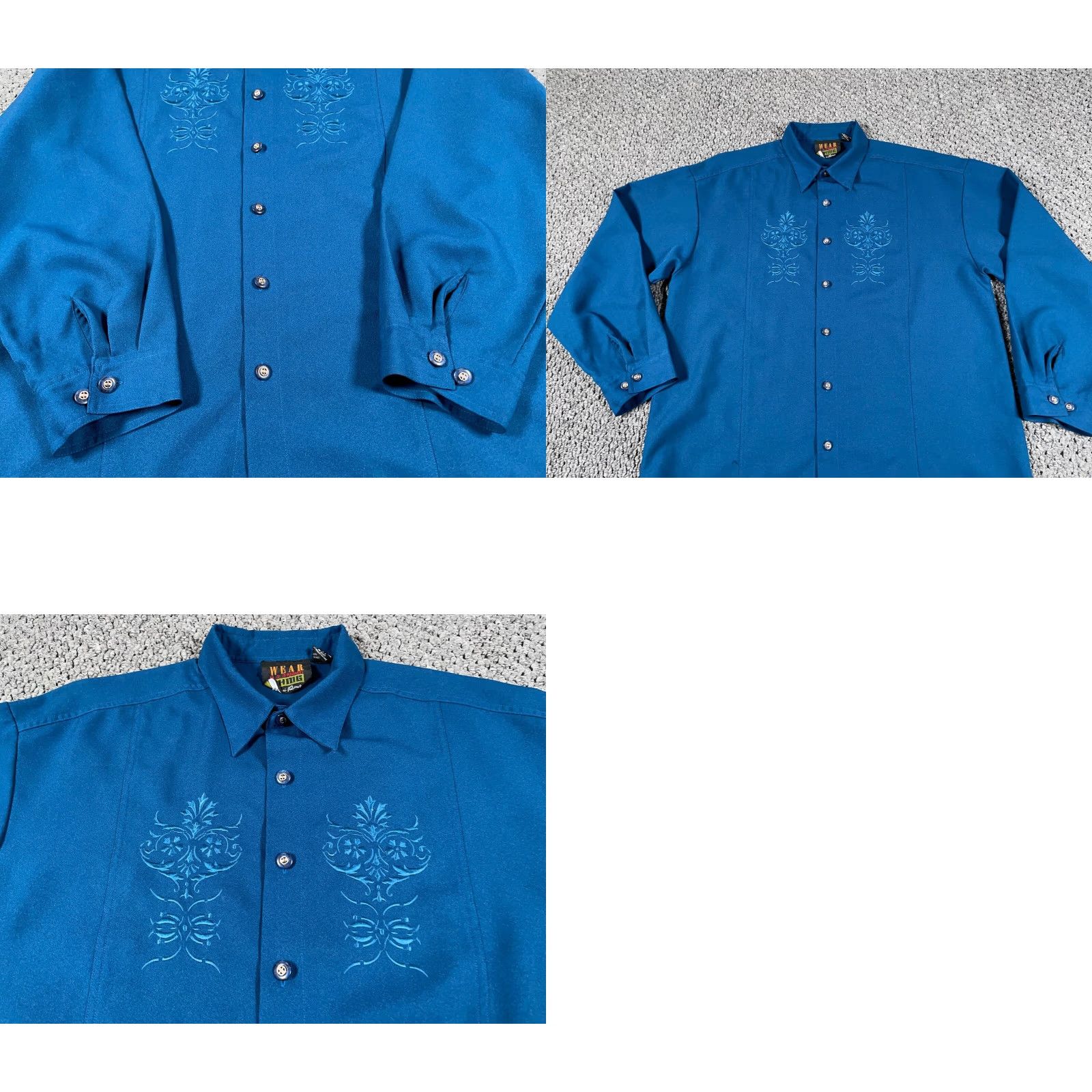 Vintage VTG Retro Shirt Adult XL Blue Embroidered Button-Front Polo Style Dad Size US XL / EU 56 / 4 - 9 Thumbnail