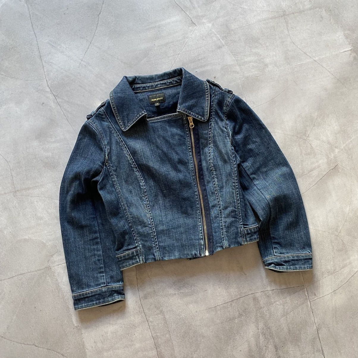 Hysteric Glamour Japan Miss Sixty Cropped Denim Biker Jacket Side Zip Y2K Size S / US 4 / IT 40 - 1 Thumbnail