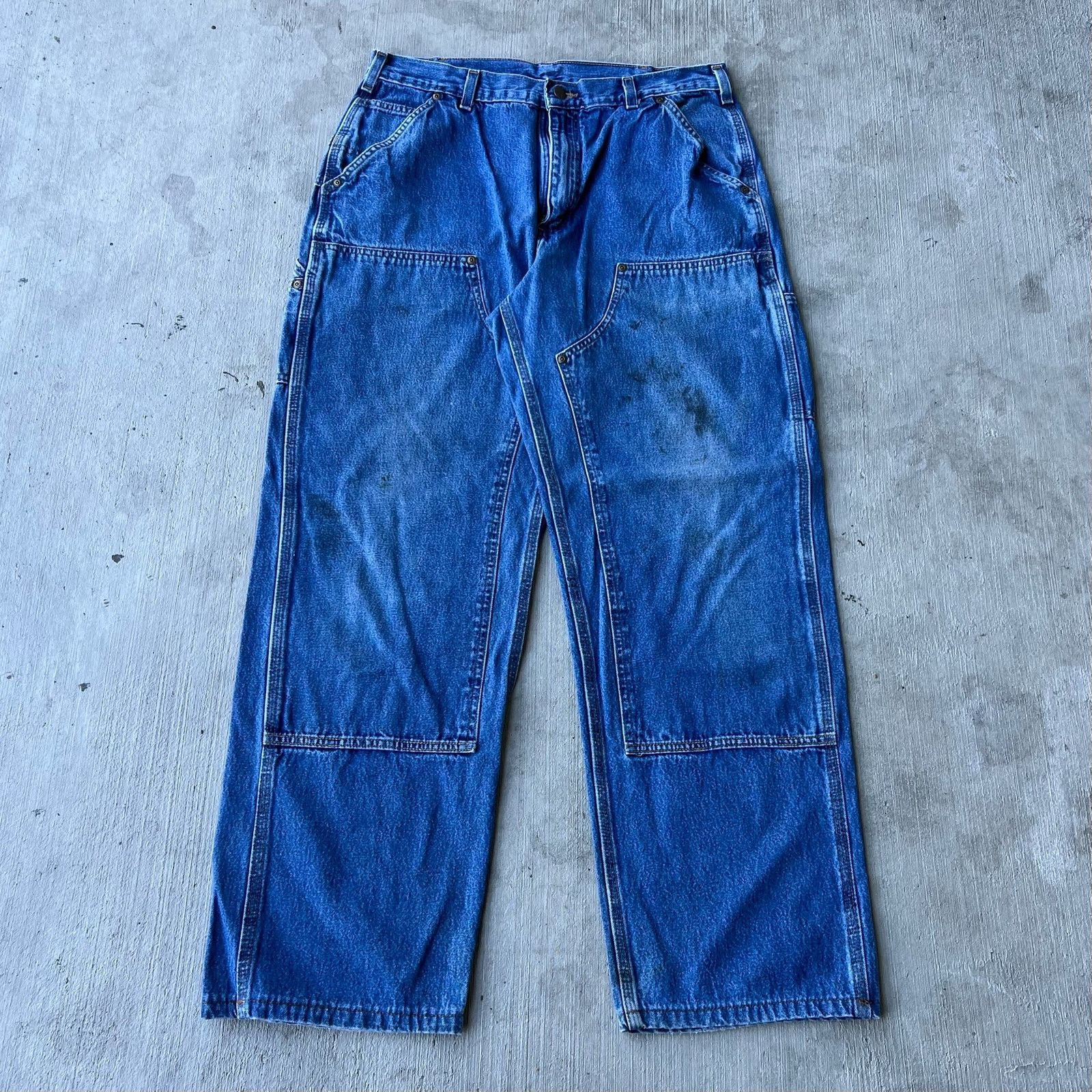 Carhartt × Vintage Carhartt denim blue jean double knee work carpenter pants Size US 33 - 1 Thumbnail