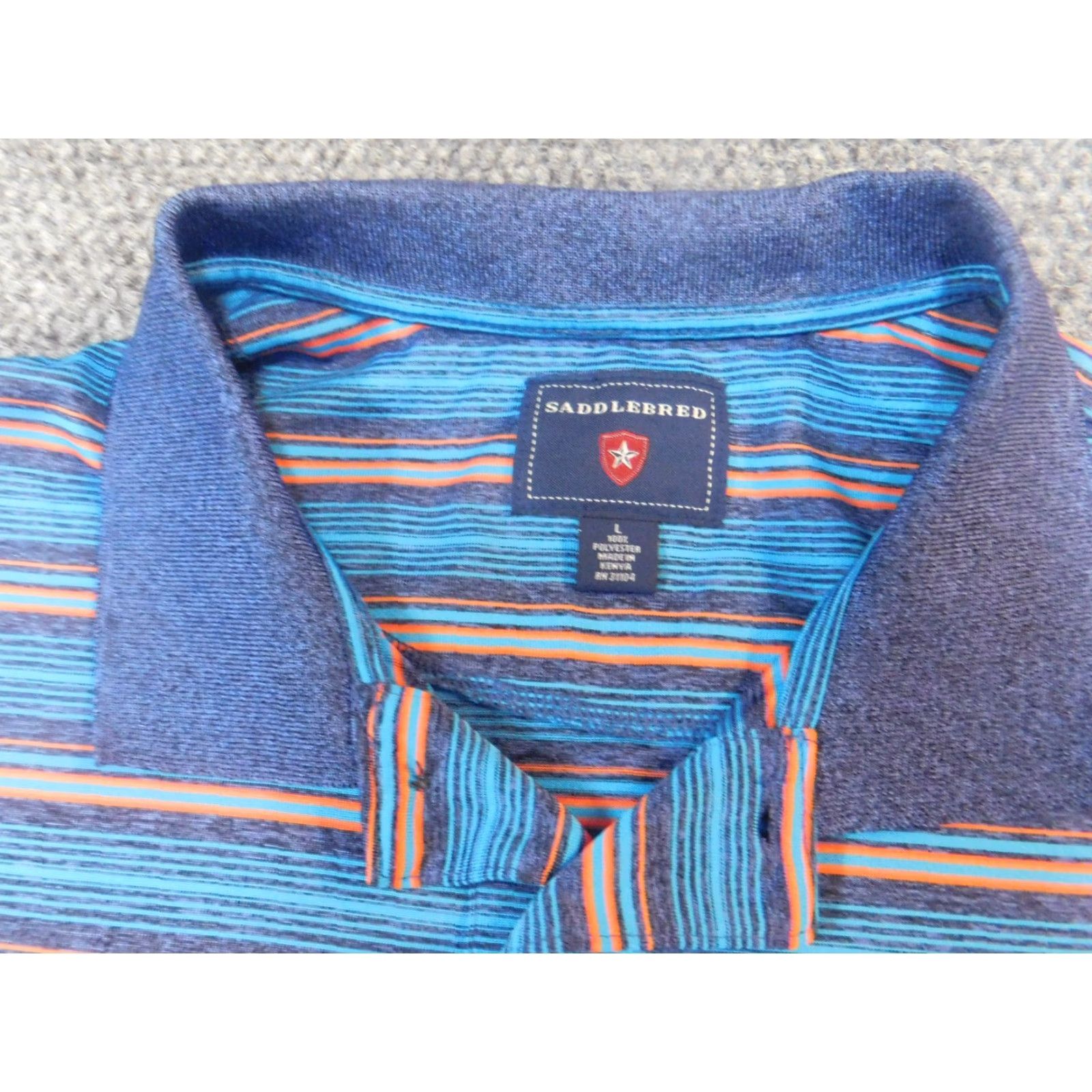 Vintage Saddlebred Polo Shirt Striped Blue L Mens Polo Comfortable Flex Breathable Short Sleeve Size US L / EU 52-54 / 3 - 4 Thumbnail
