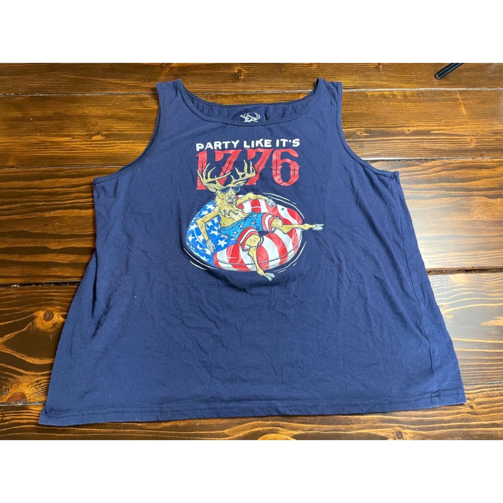 Vintage Staghorn -river- Tank Top Men's XL Navy Blue "Party Like It's 1776" Tank Shirt Size US XL / EU 56 / 4 - 2 Thumbnail