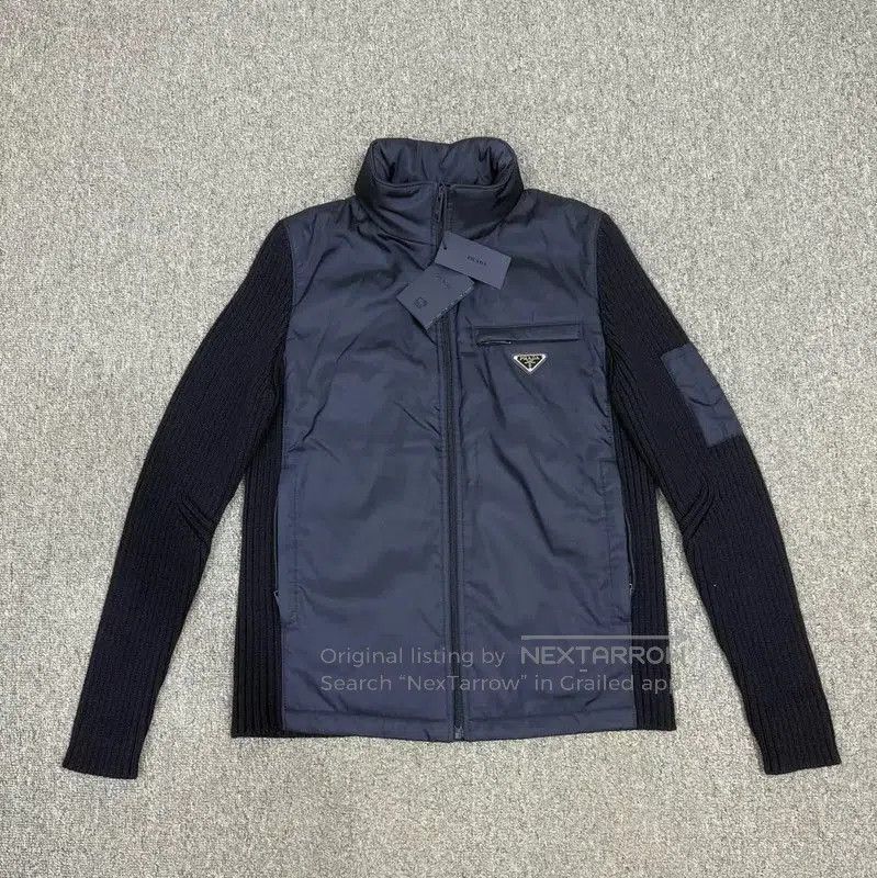 Prada Prada Blue Nylon Jacket with Knit Sleeves. Size US M / EU 48-50 / 2 - 1 Thumbnail