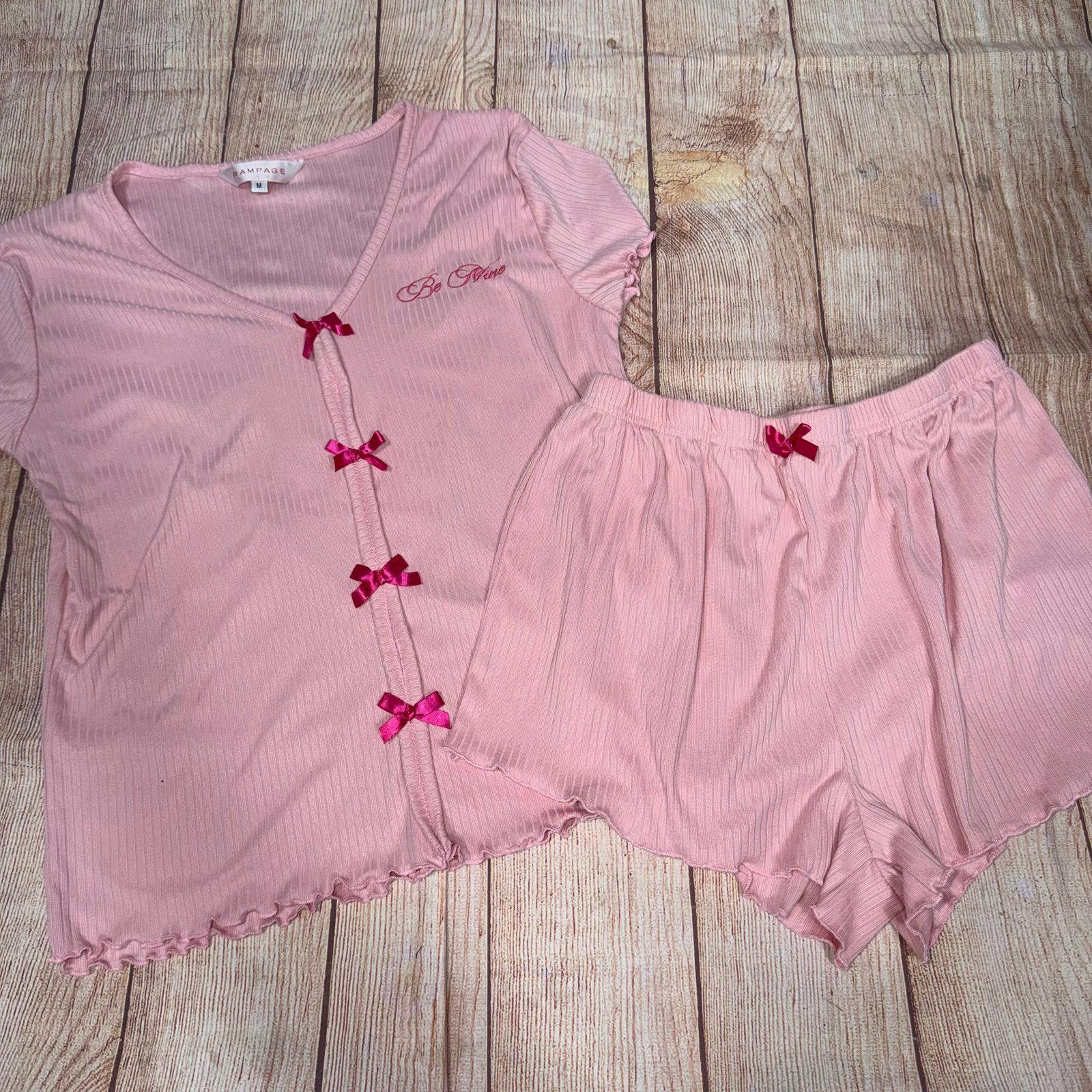 Other Rampage Women’s Medium Pink Pajama Set with Bow Accents Size ONE SIZE - 1 Thumbnail