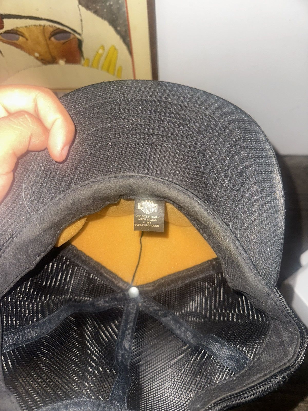 Harley Davidson Vintage 1983 HarleyDavidson Truck Hat Black Mesh embroidered Size 44 - 5 Thumbnail