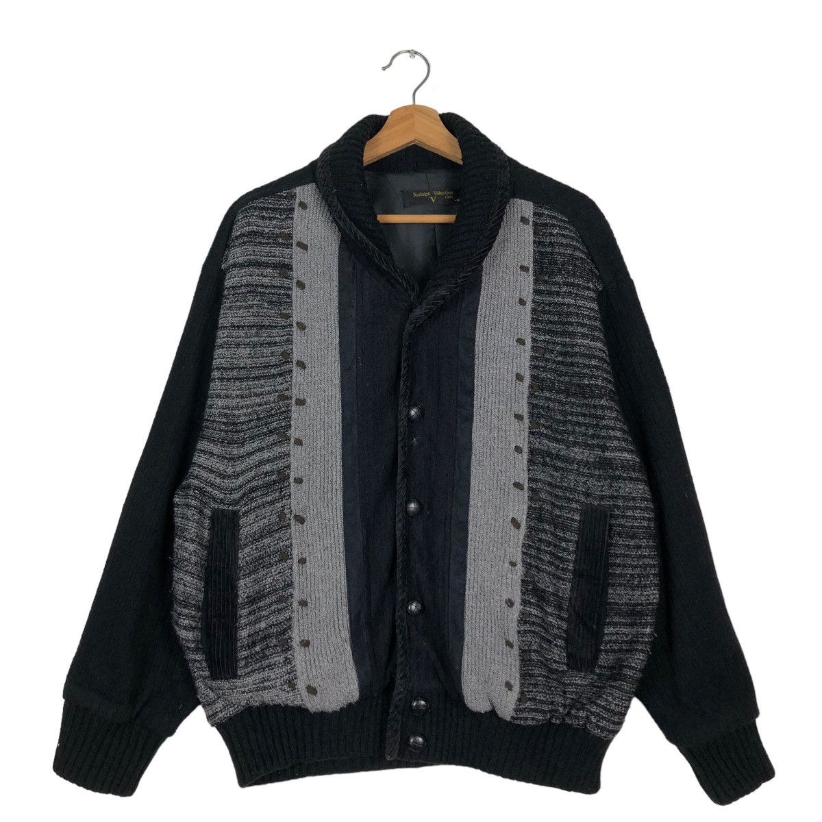 Japanese Brand 🔥Vintage Knit Bomber Jacket Cardigan Rudolph Valentino Size US M / EU 48-50 / 2 - 1 Thumbnail