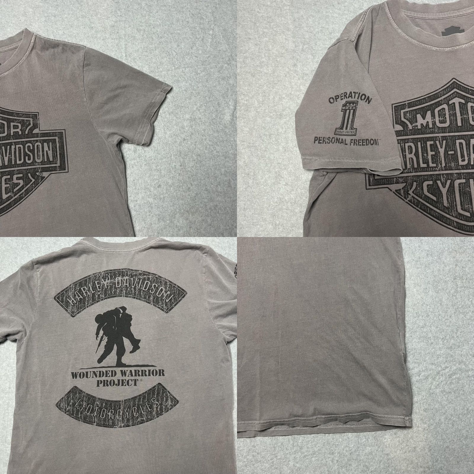 Harley Davidson Harley-Davidson Shirt Mens Medium Gray Wounded Warrior Project Operation Freedom USA Graphic Print Crew Neck Short Sleeve T-Shirt Size US M / EU 48-50 / 2 - 9 Thumbnail