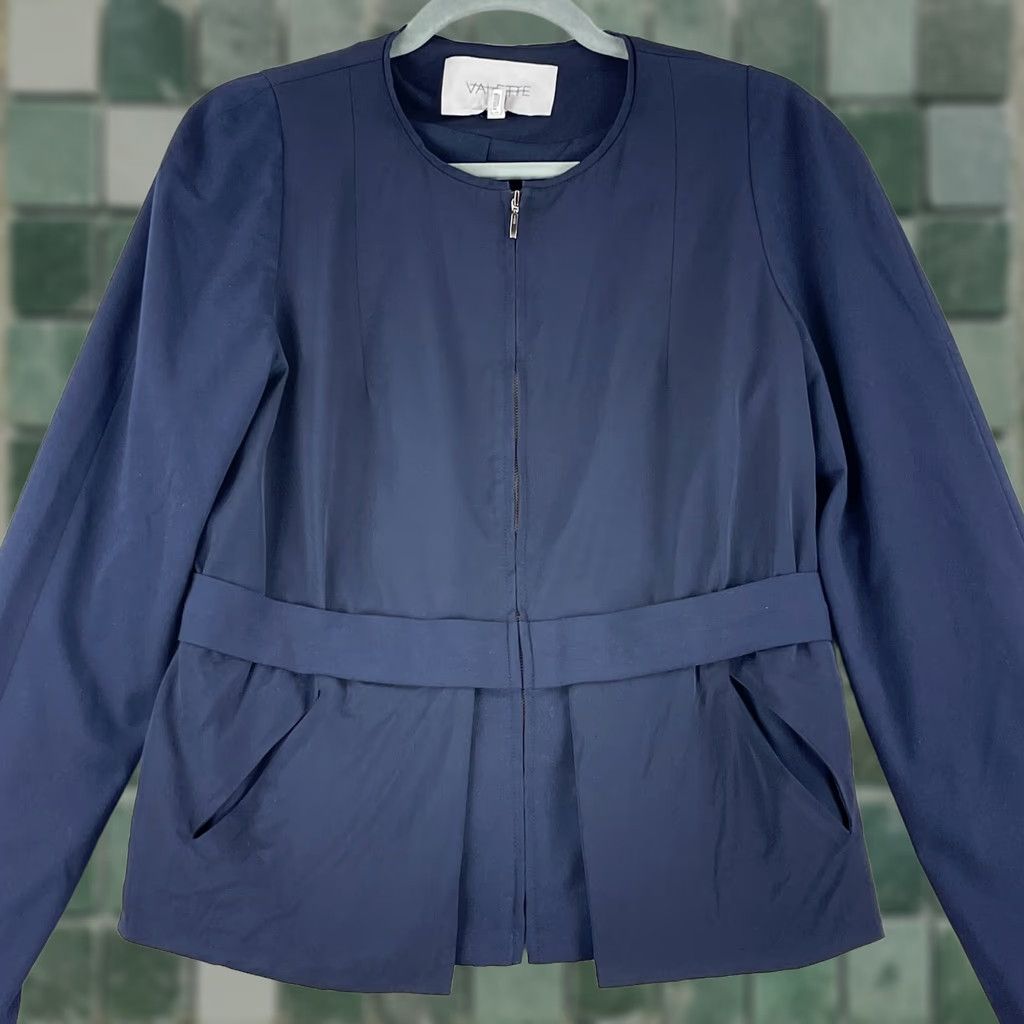 Vintage Valette Blue Zip Front Jacket Womens Long Sleeve Size Medium with Pockets Size M / US 6-8 / IT 42-44 - 1 Thumbnail
