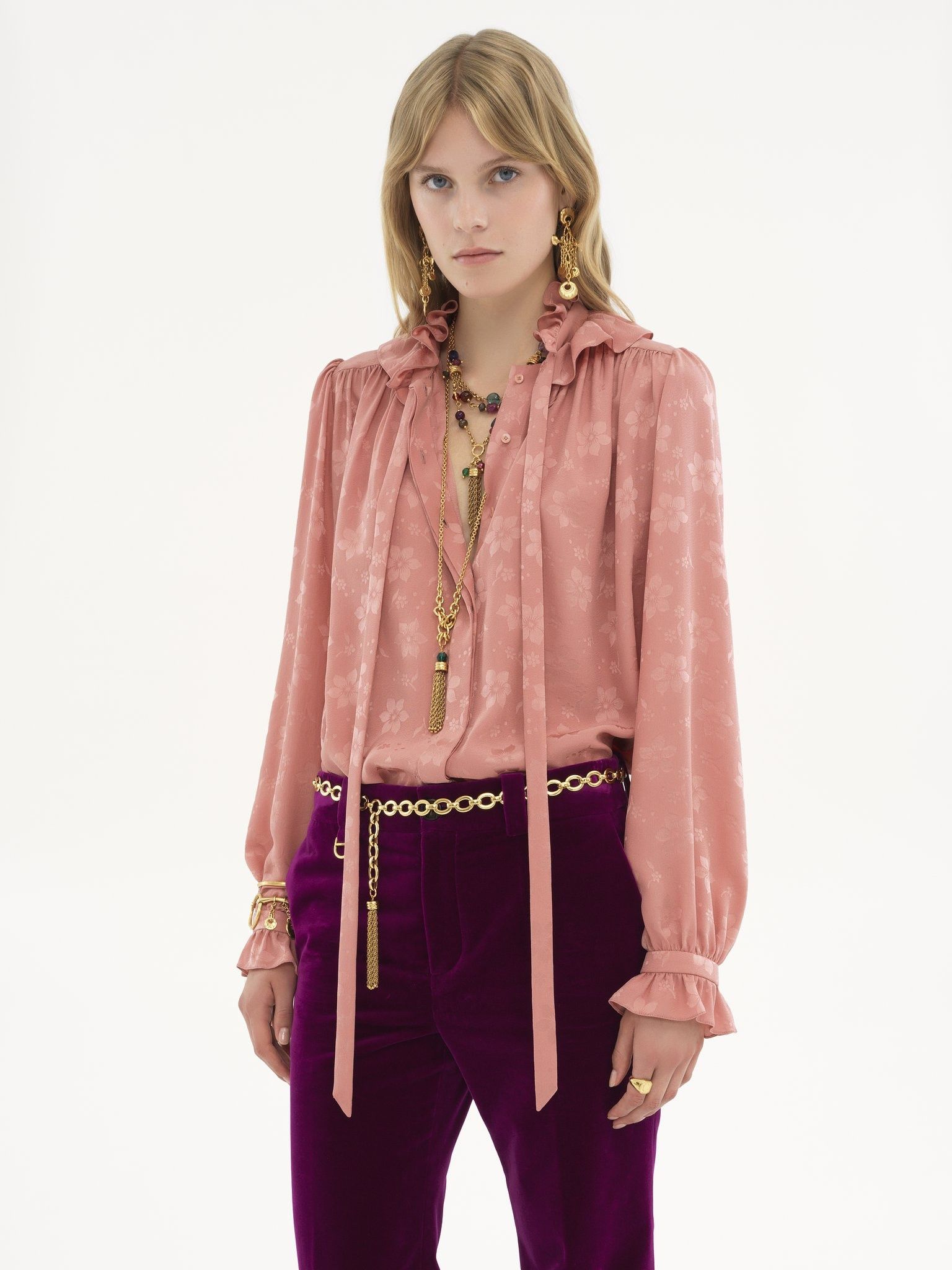 Chloe o1loc1c11125 Fluid Top Blouse in Wilde Pink Size XS / US 0-2 / IT 36-38 - 3 Thumbnail