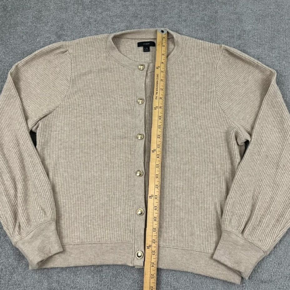 J.Crew J.CREW Cardigan Sweater Womens XL Brown Brushed Ribbed Stretch Knit Classic Casual Cardigan BM323 Size XL / US 12-14 / IT 48-50 - 4 Thumbnail
