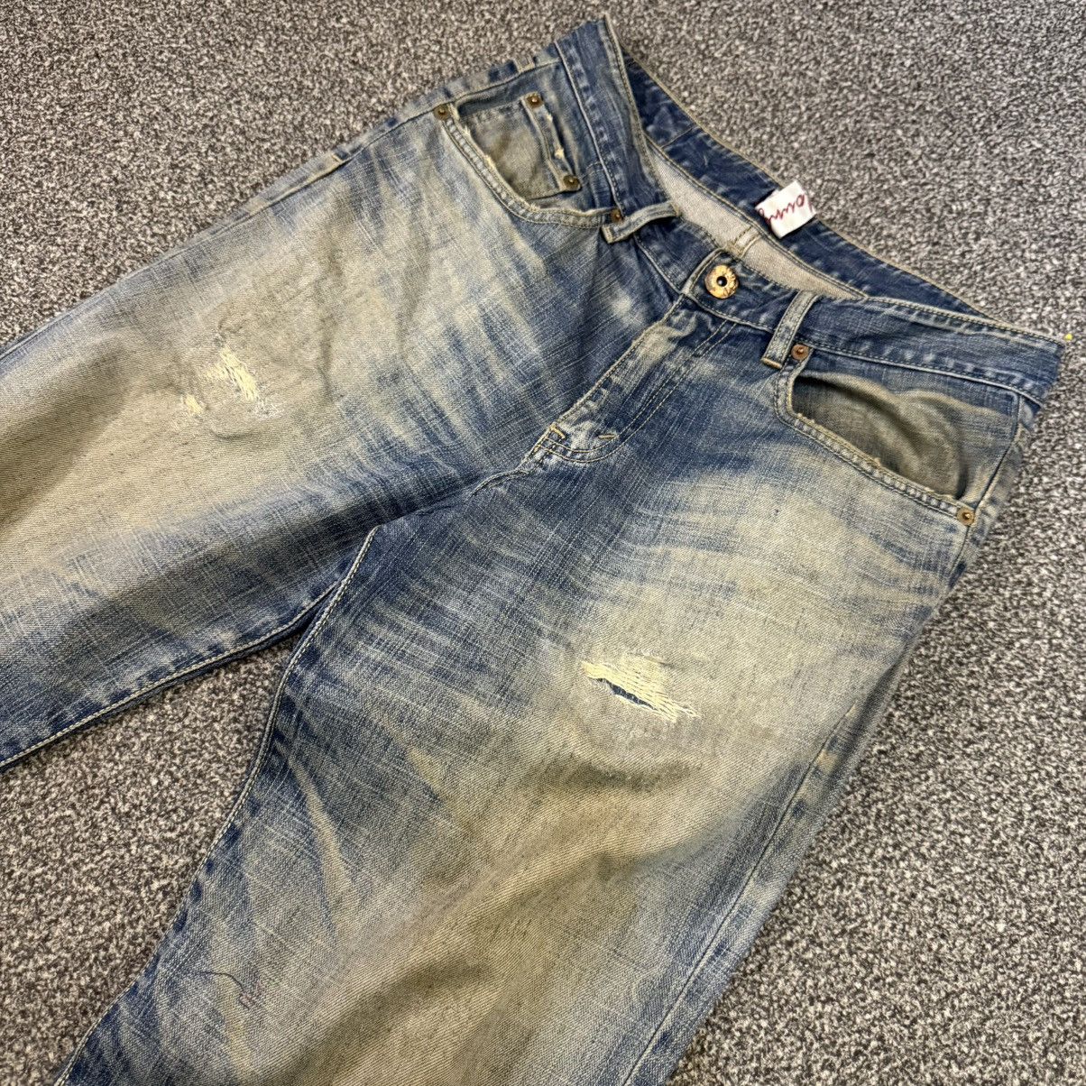 Seditionaries 🔥 Y2K Distressed J950 WideLeg Thrashed Denim Size US 32 / EU 48 - 3 Thumbnail