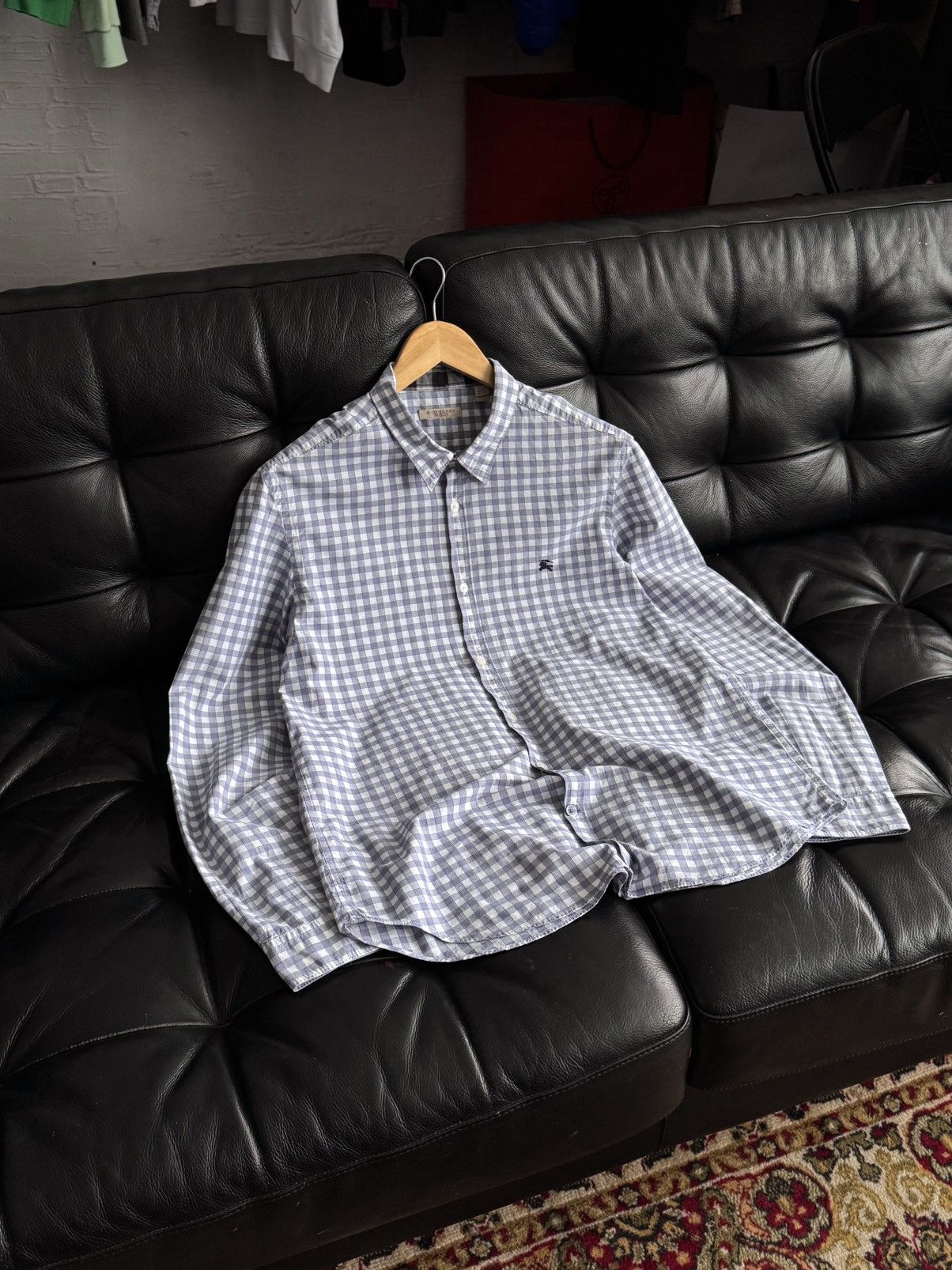 Burberry Burberry Brit Check Shirt Blue White Embroidered Logo Size US M / EU 48-50 / 2 - 16 Thumbnail
