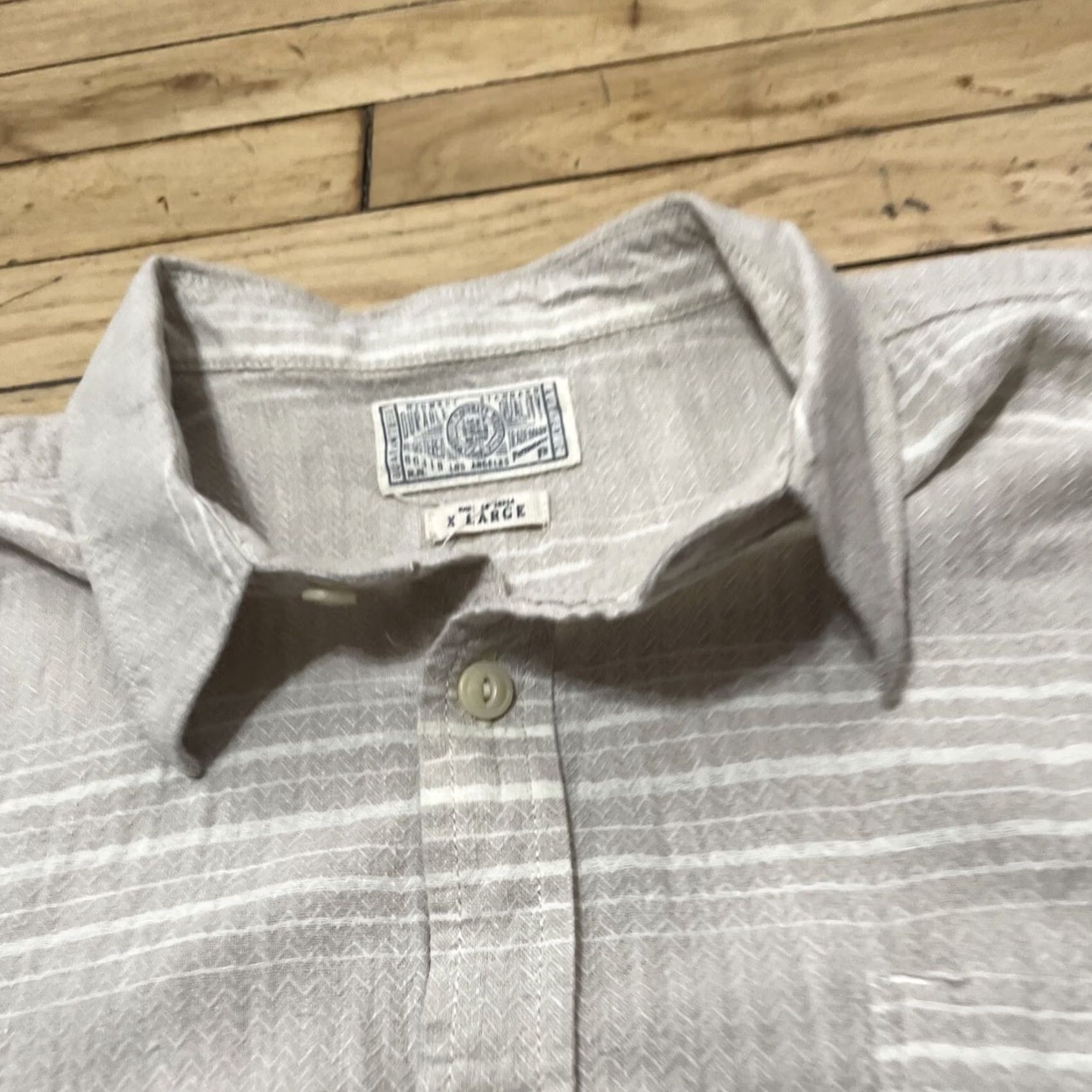 Lucky Brand LUCKY BRAND Linen Shirt Men XL Tan Beige Stripe Western Button-Up Shirt Size US XL / EU 56 / 4 - 3 Thumbnail